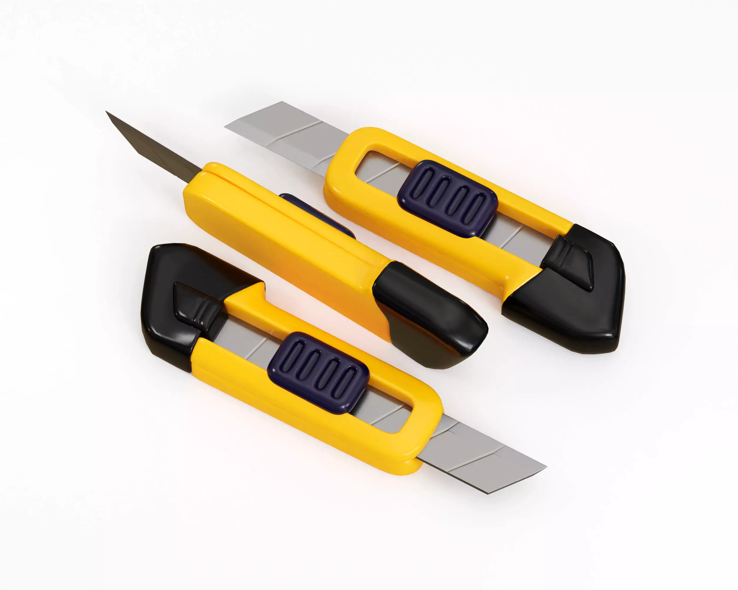 Slide Lock Paper cutter knife Low-poly 3D model_5