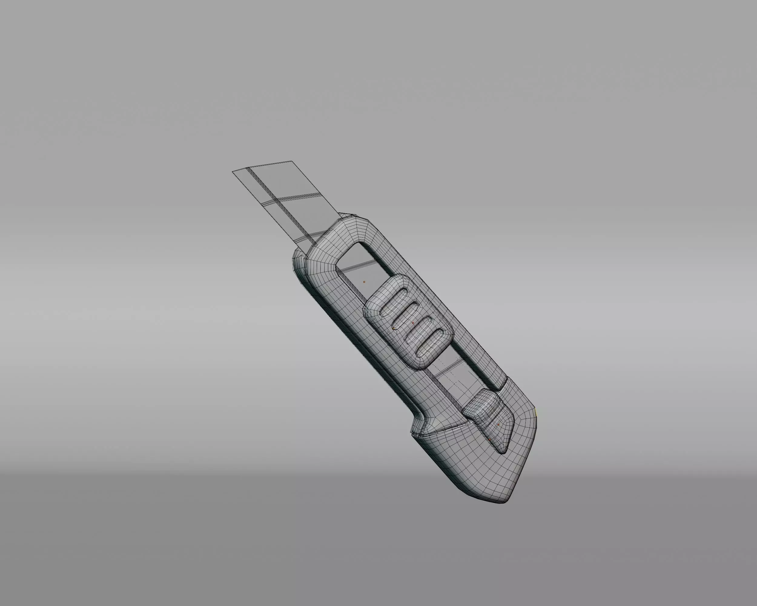 Slide Lock Paper cutter knife Low-poly 3D model_1
