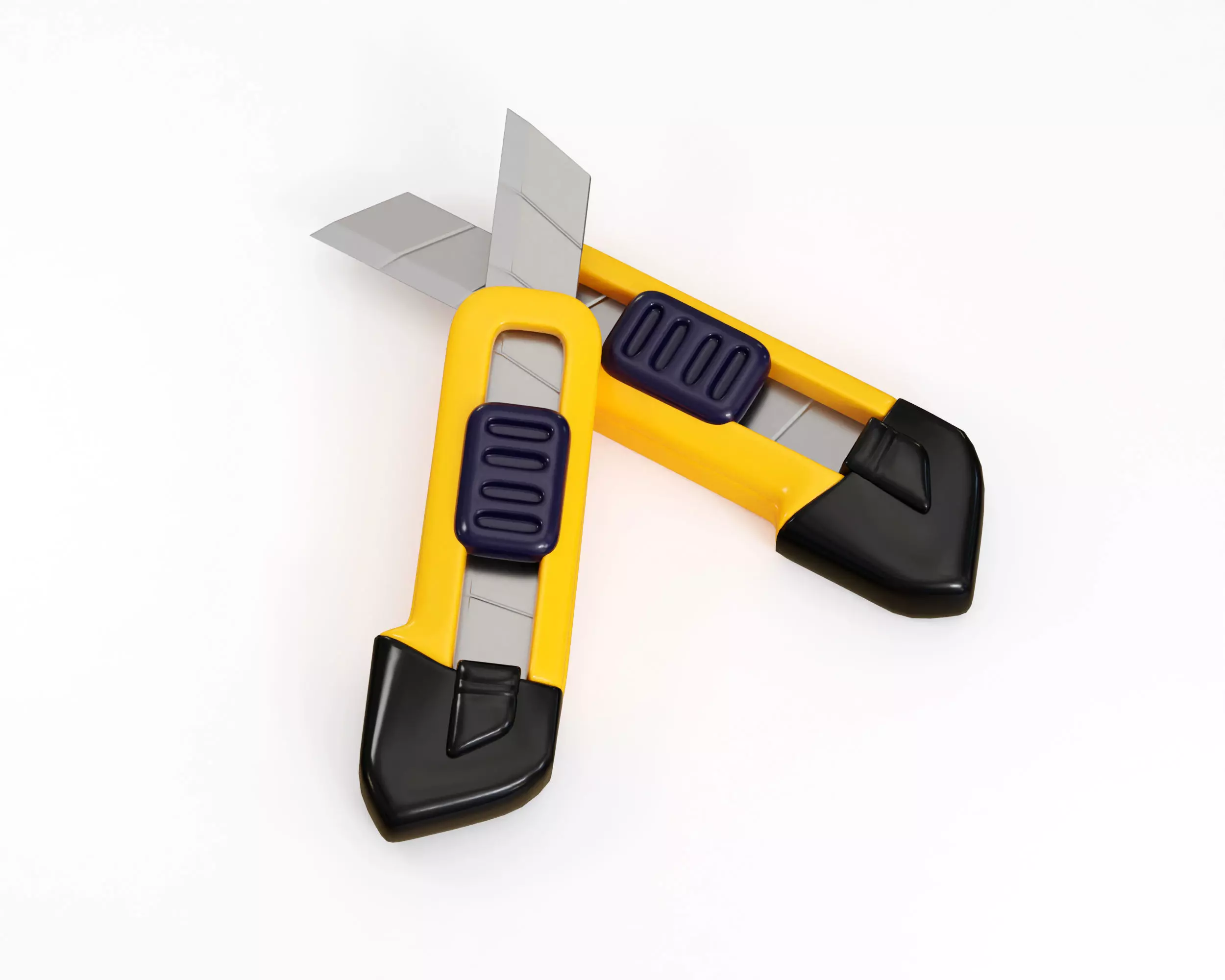 Slide Lock Paper cutter knife Low-poly 3D model_2