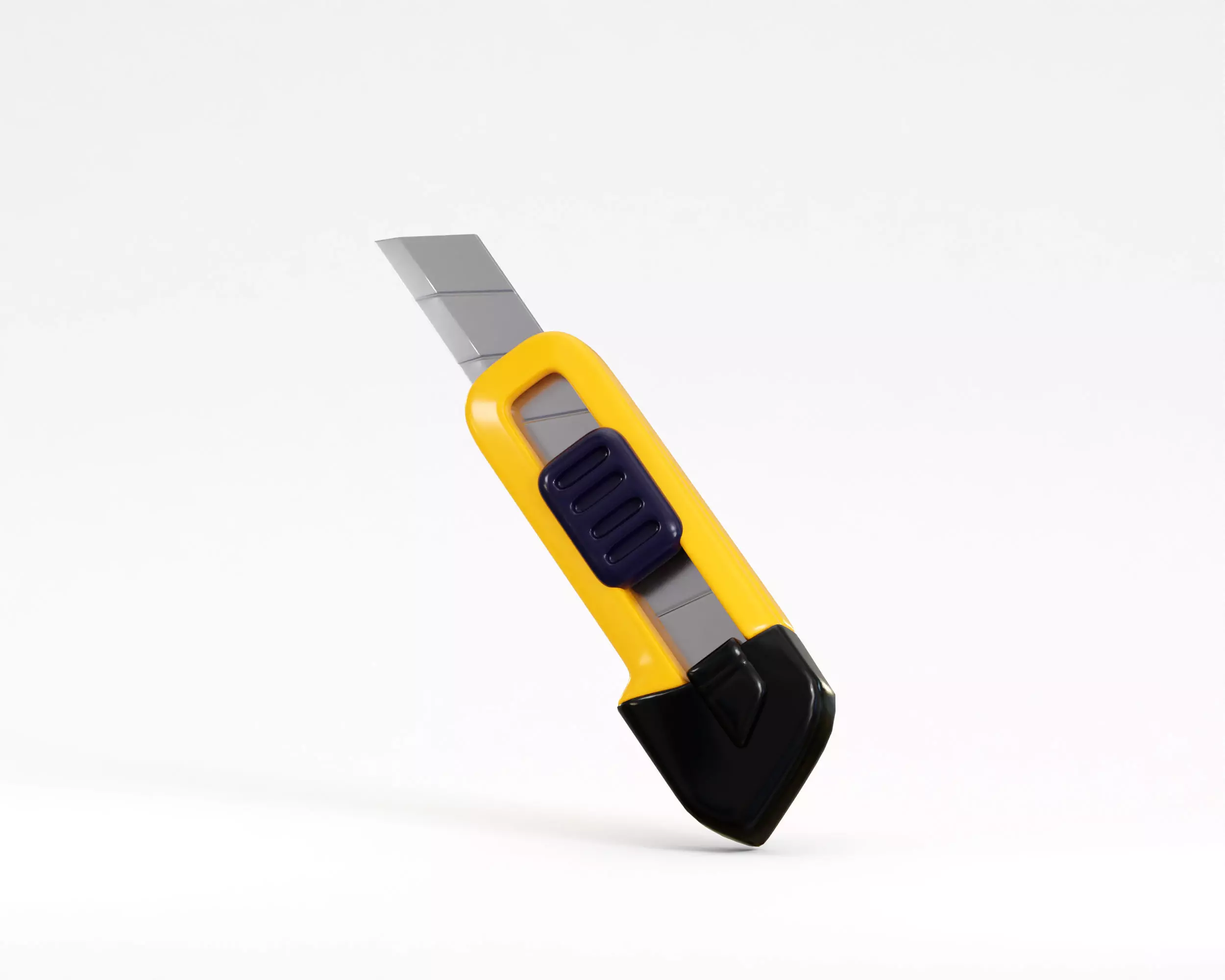 Slide Lock Paper cutter knife Low-poly 3D model_4