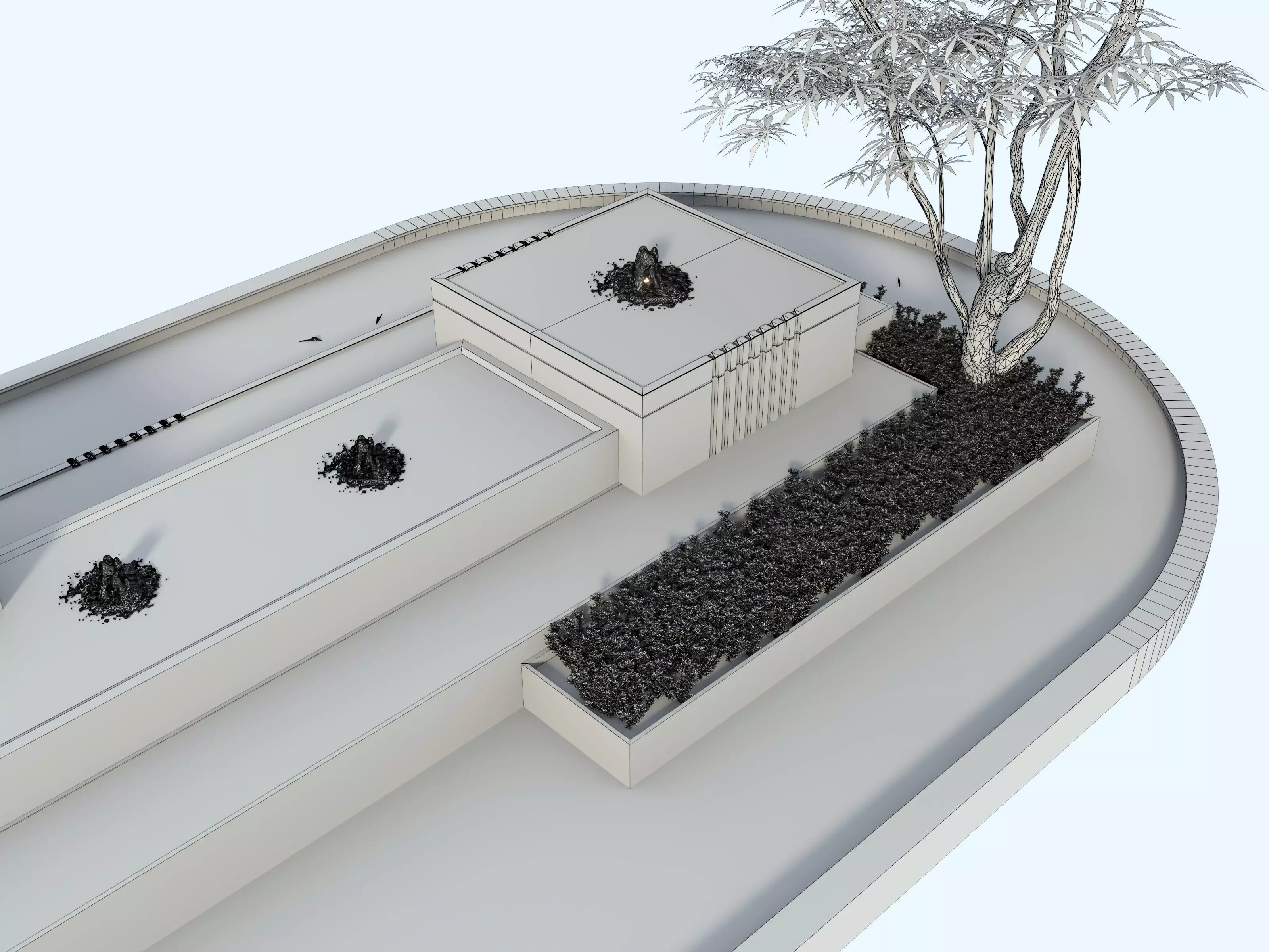 Waterfall Fountains modern Landscape 08 3D model_14