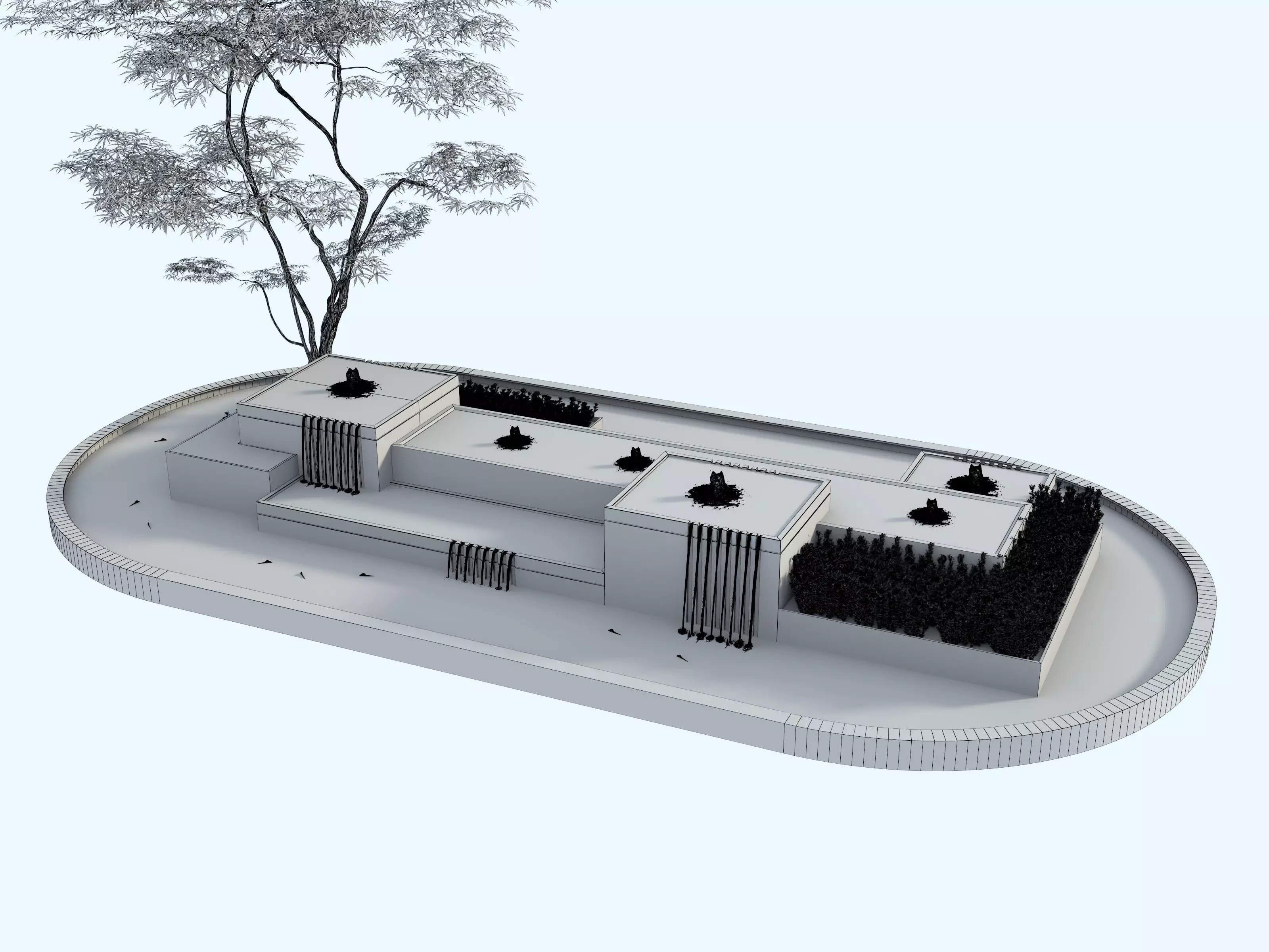 Waterfall Fountains modern Landscape 08 3D model_20