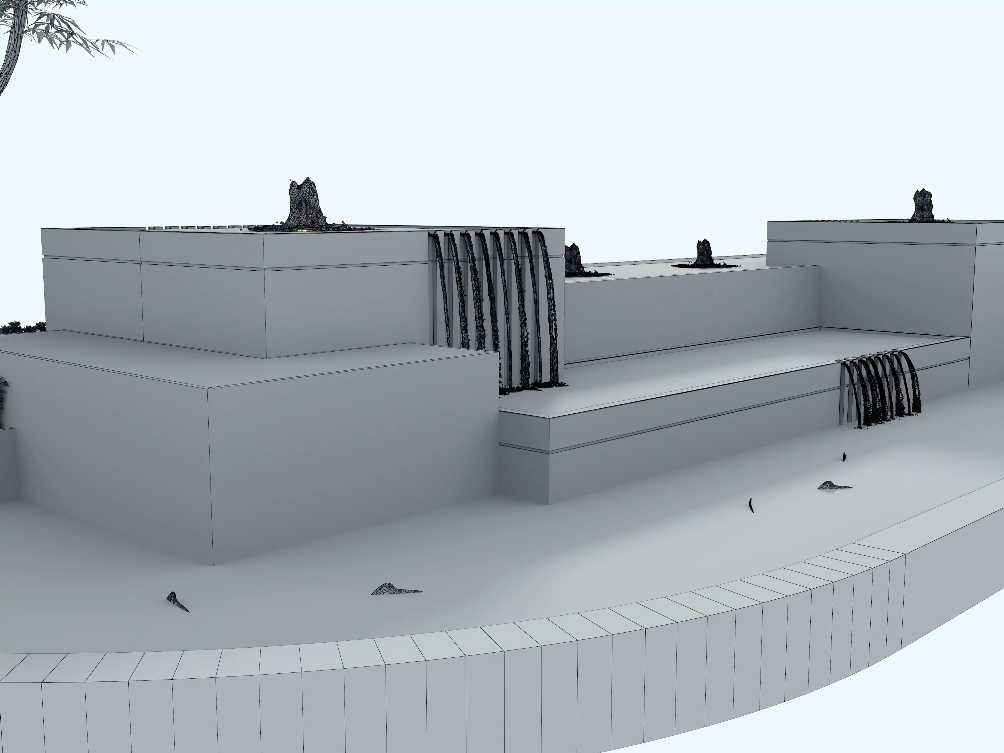 Waterfall Fountains modern Landscape 08 3D model_15