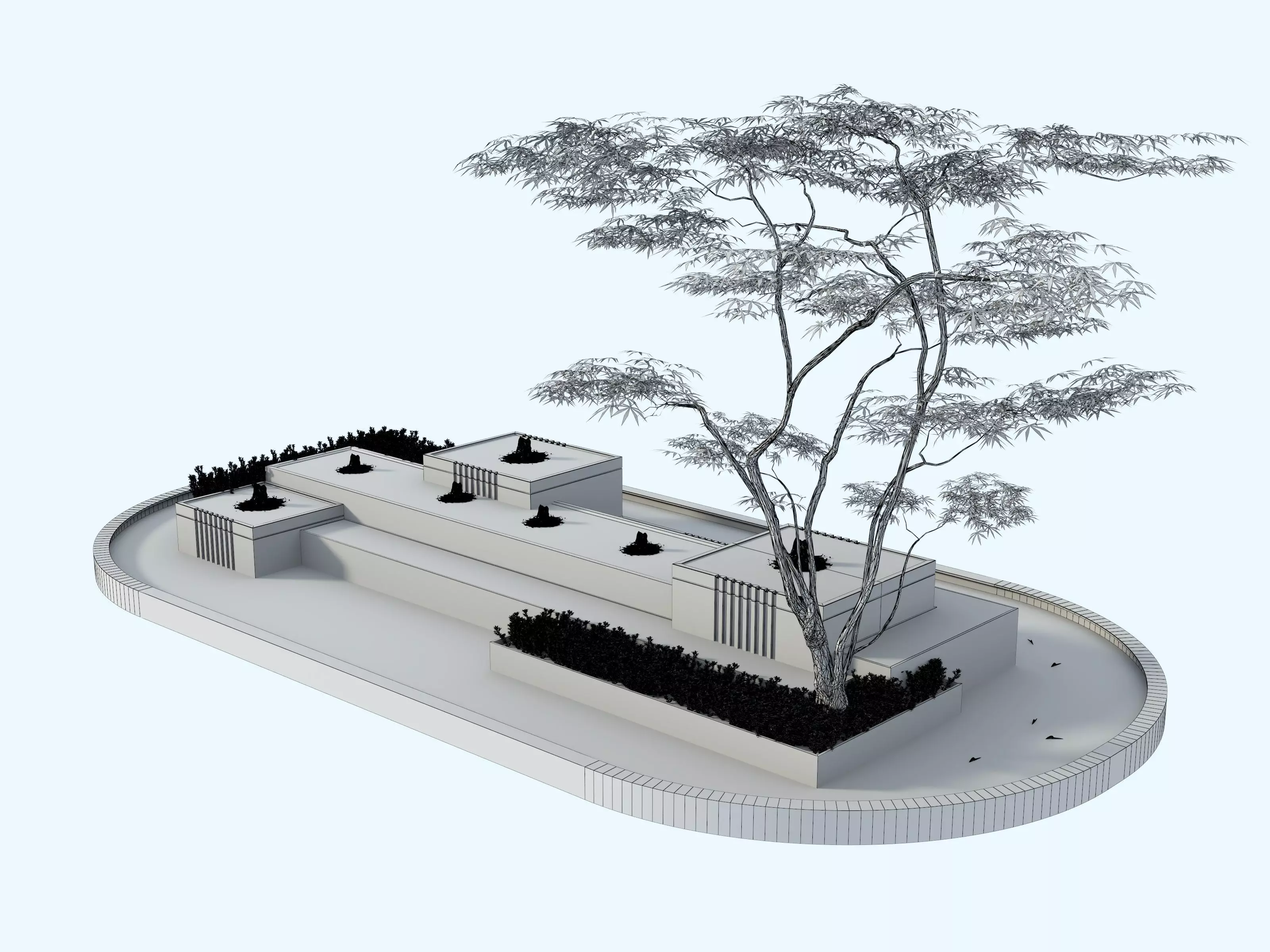 Waterfall Fountains modern Landscape 08 3D model_10