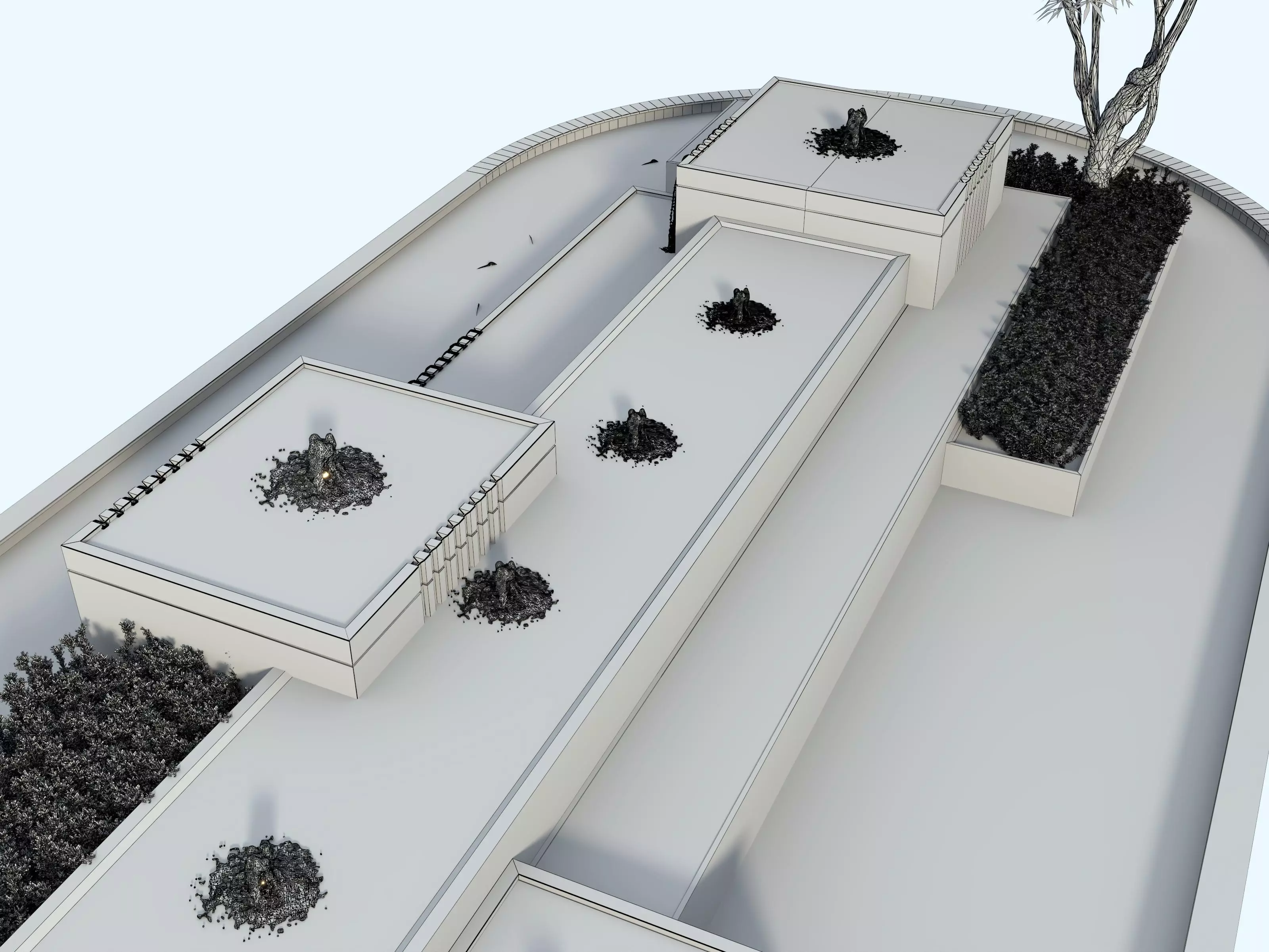 Waterfall Fountains modern Landscape 08 3D model_17