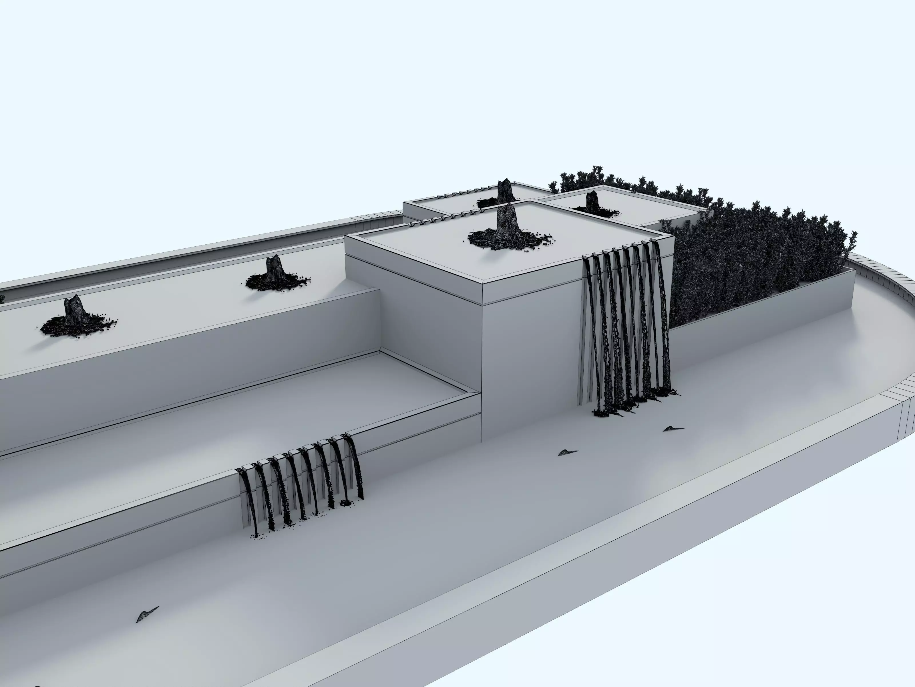Waterfall Fountains modern Landscape 08 3D model_13