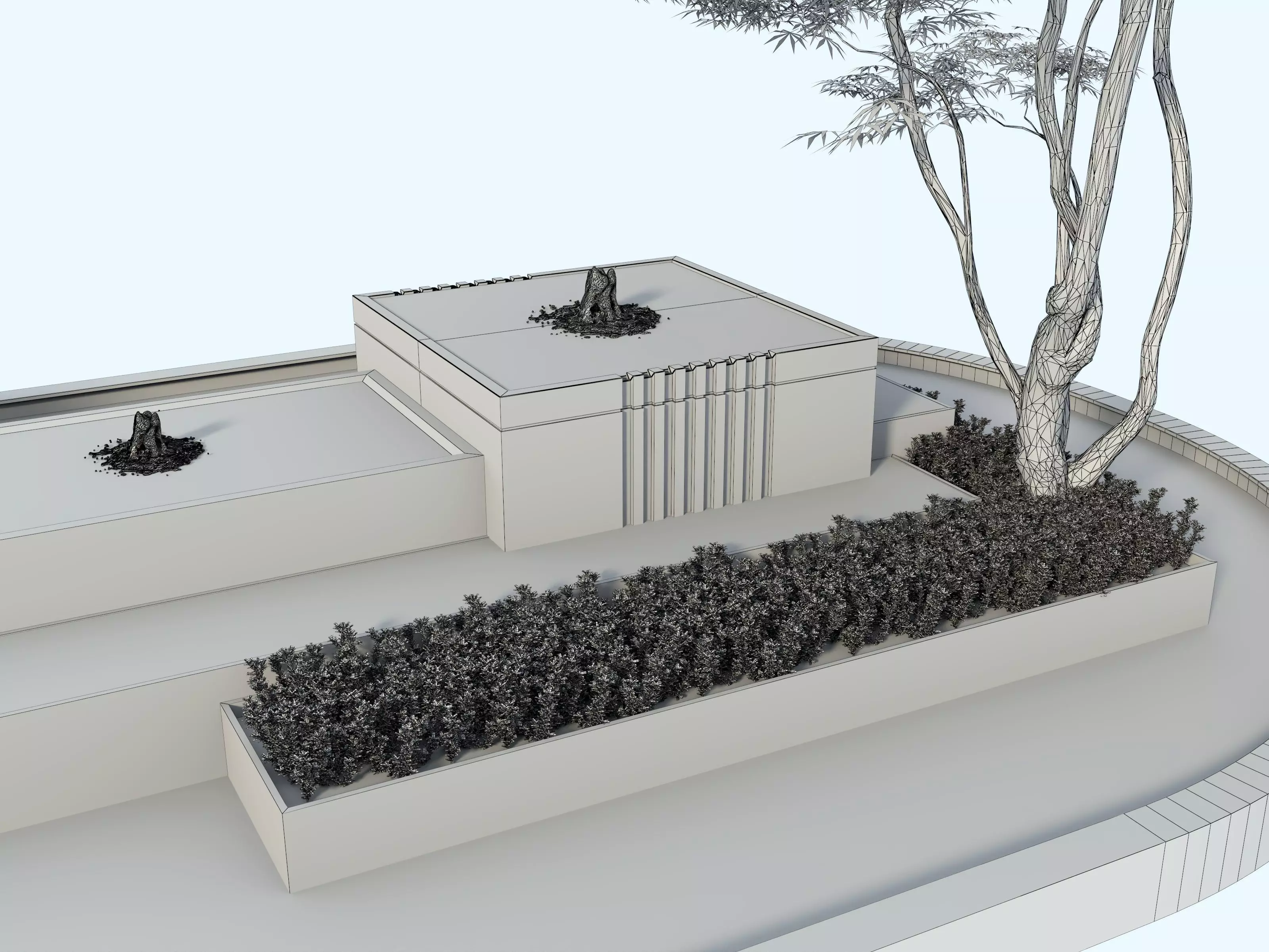 Waterfall Fountains modern Landscape 08 3D model_19