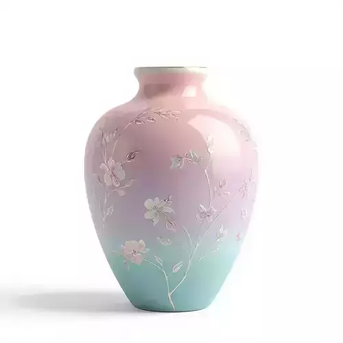 Pastel Floral Ombre Vase 3D Model Elegant Ceramic Decor