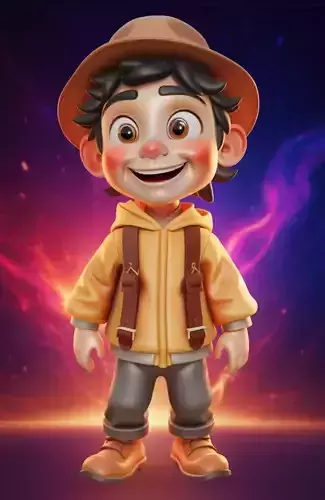 Cute Explorer Boy 3D Cartoon Character Hat Backpack