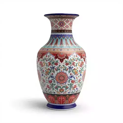 Ornate Traditional Patterned Ceramic Vase 3D Model 