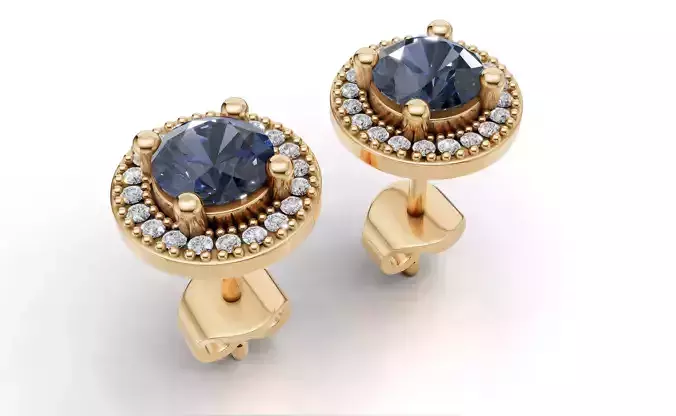 AV 715  Round Diamond Stud Earrings