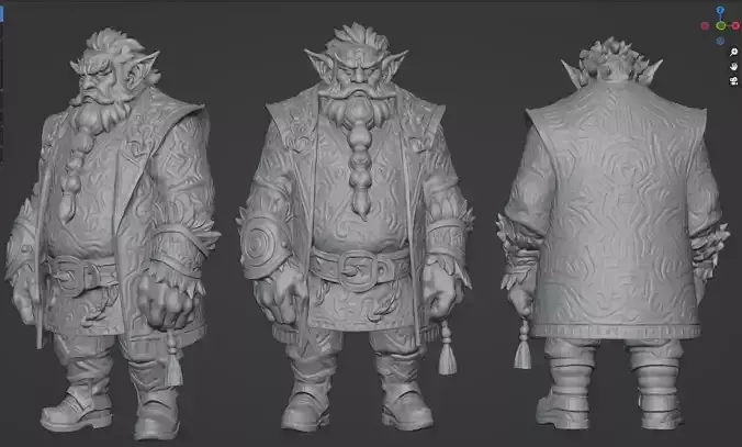 Ornate Ogre Guardian  Fantasy Miniature STL 3D print model