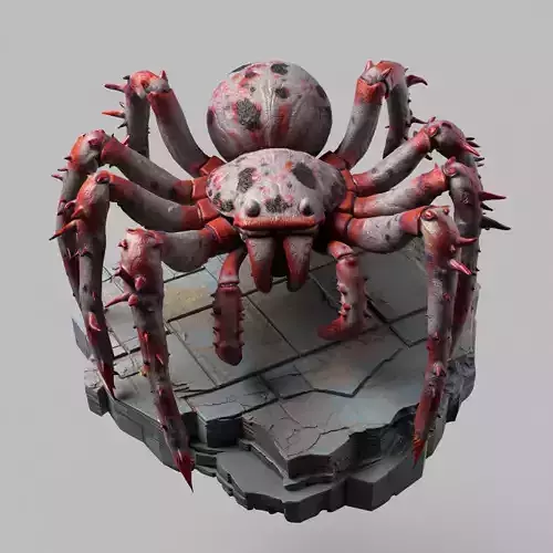 2410 Mutant Spider on Stone Pedestal  Color 3D Model