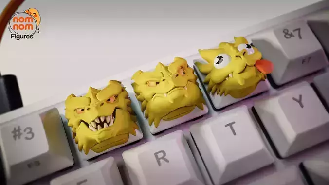 Three Headed Hydra Meme - Keycaps 3D print model Three Headed Hydra Meme - Keycaps 3D print model
