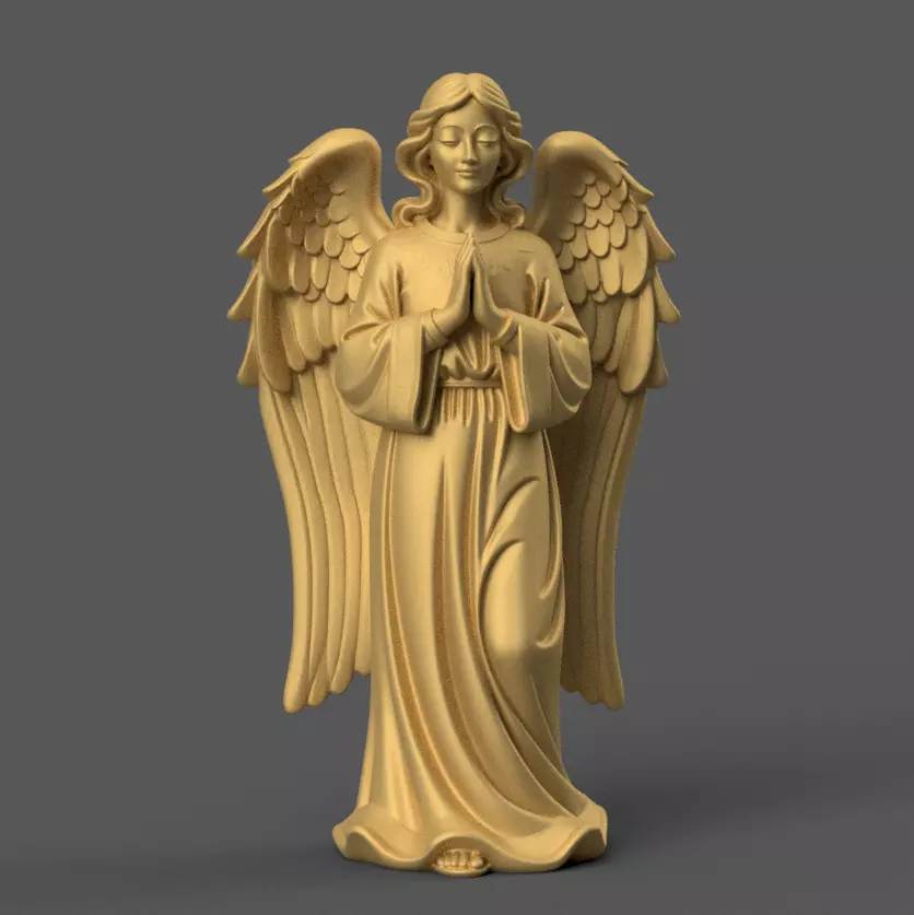 Peaceful Praying Christmas Angel STL 3D print model_4