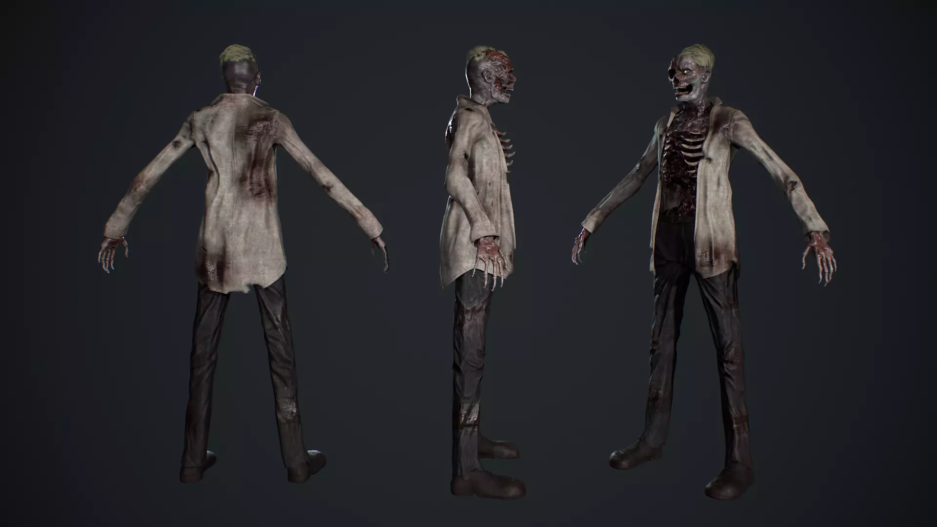 Zombie Low-poly 3D model_5