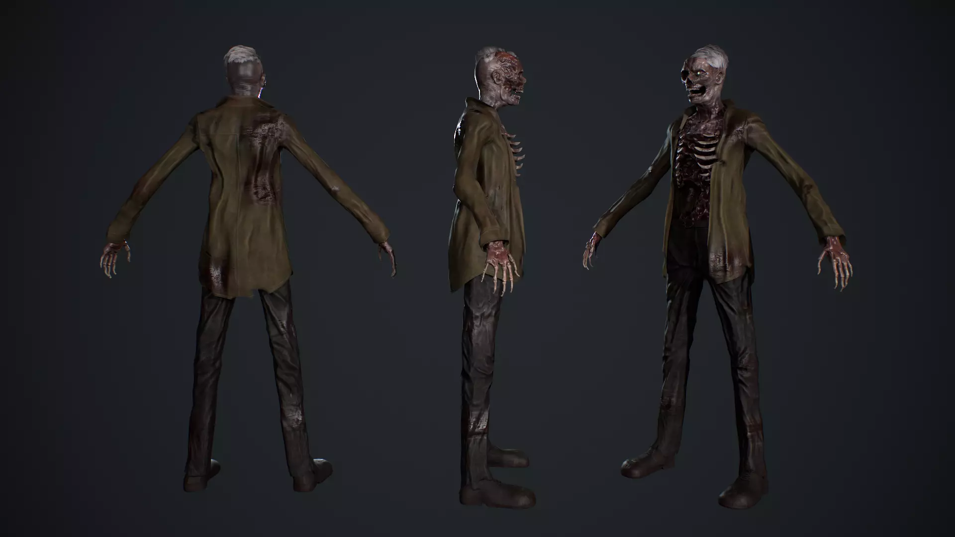 Zombie Low-poly 3D model_4