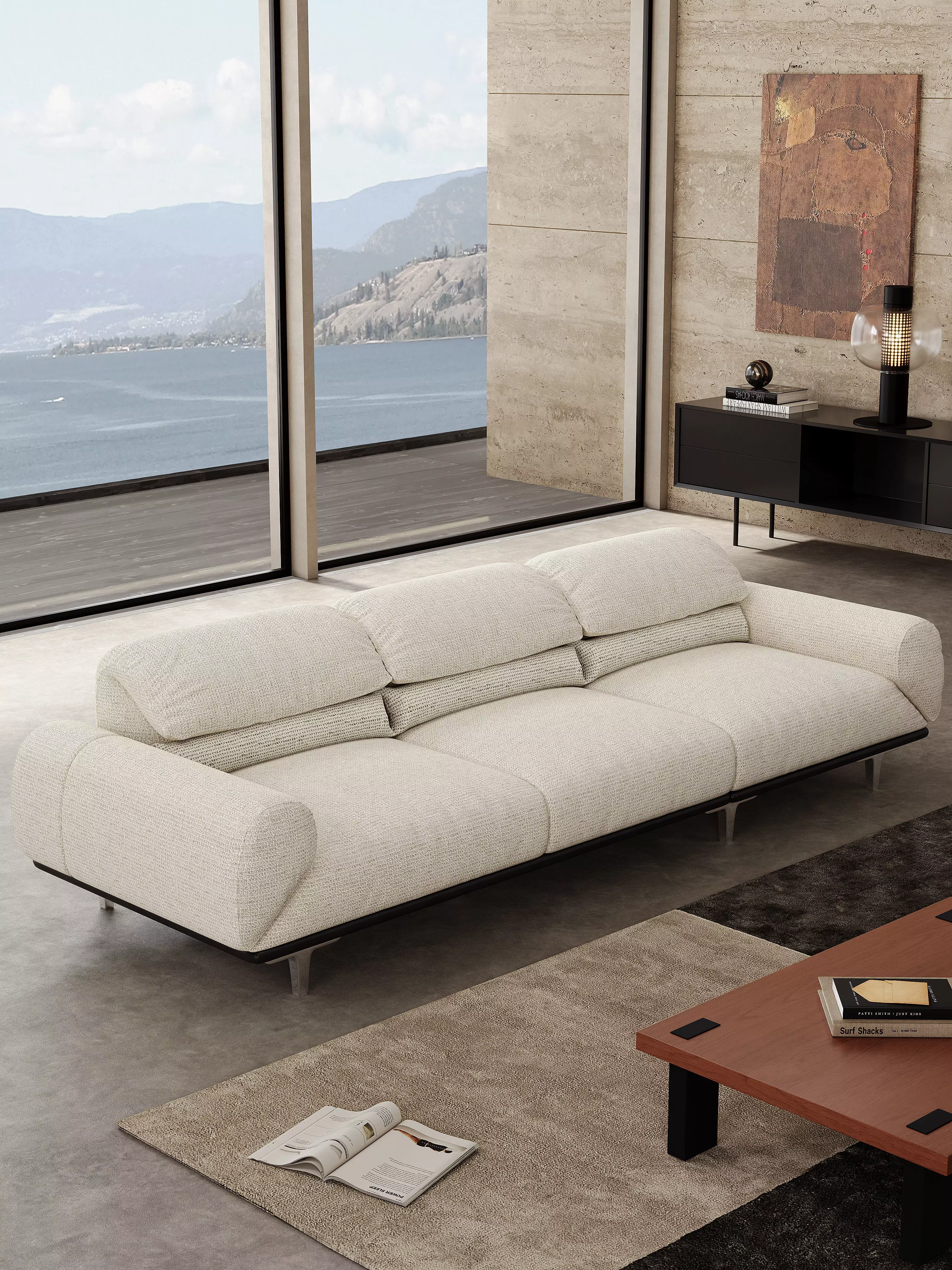 Mid Century interior scene 3D model_2