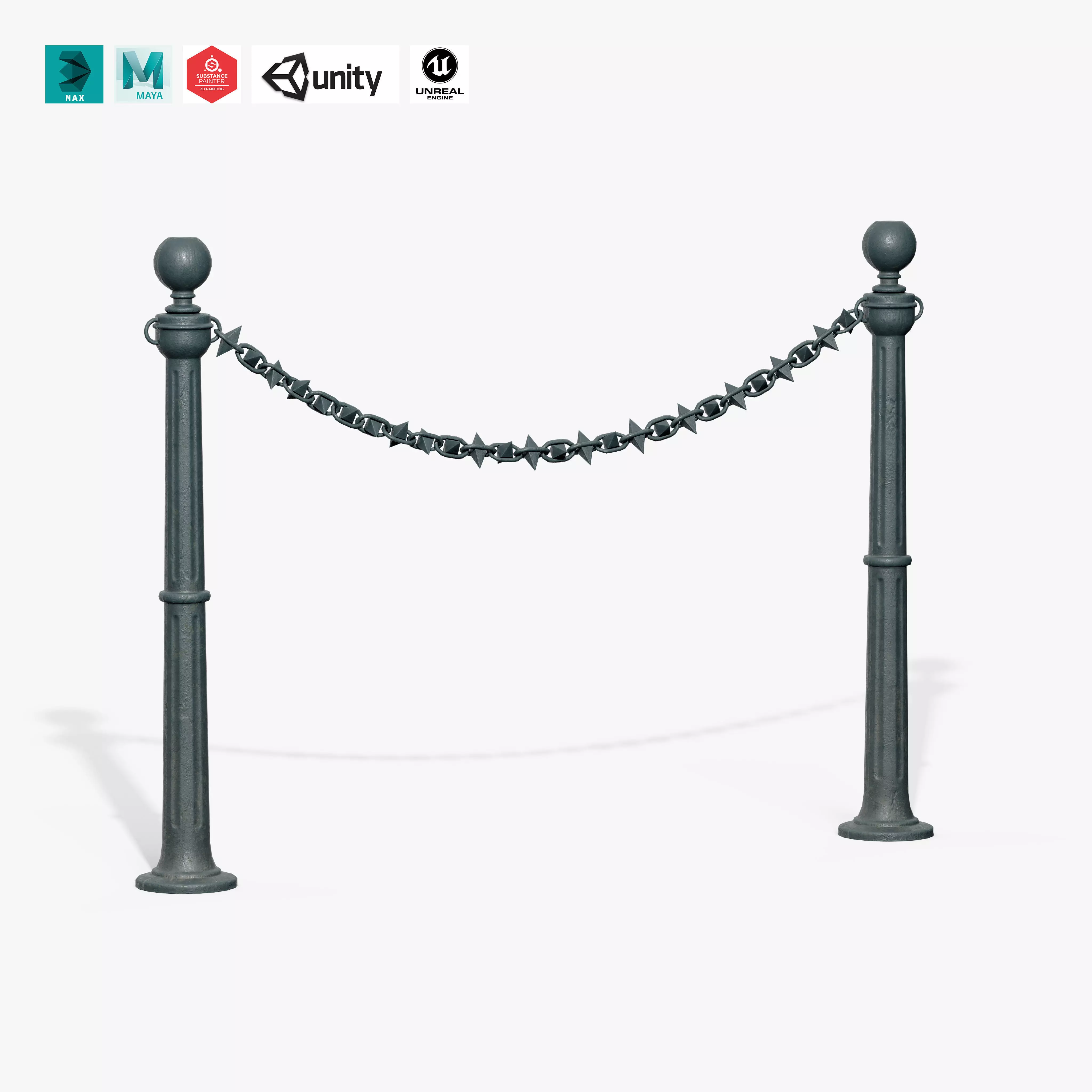 Chain Barrier A Low-poly 3D model_0