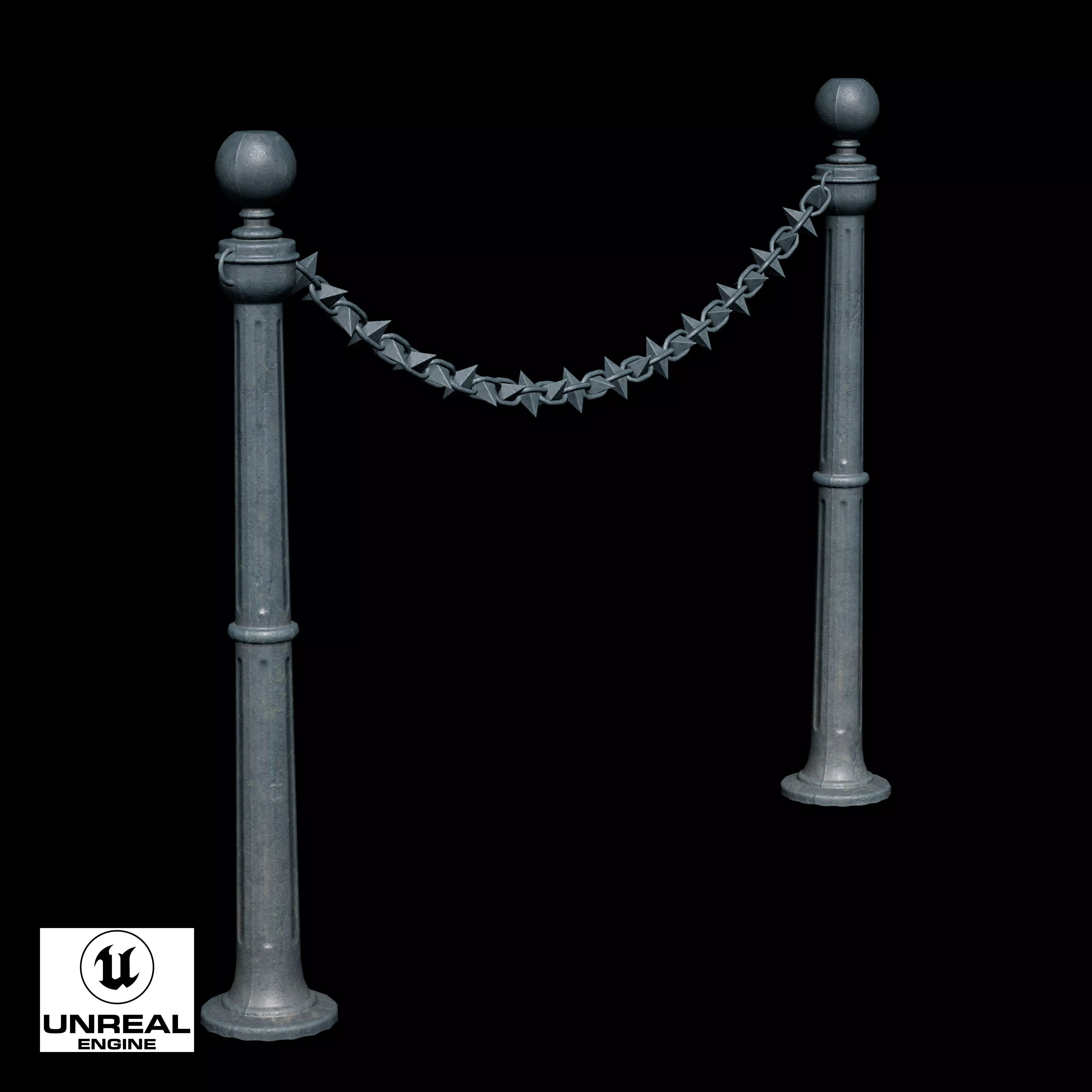 Chain Barrier A Low-poly 3D model_13