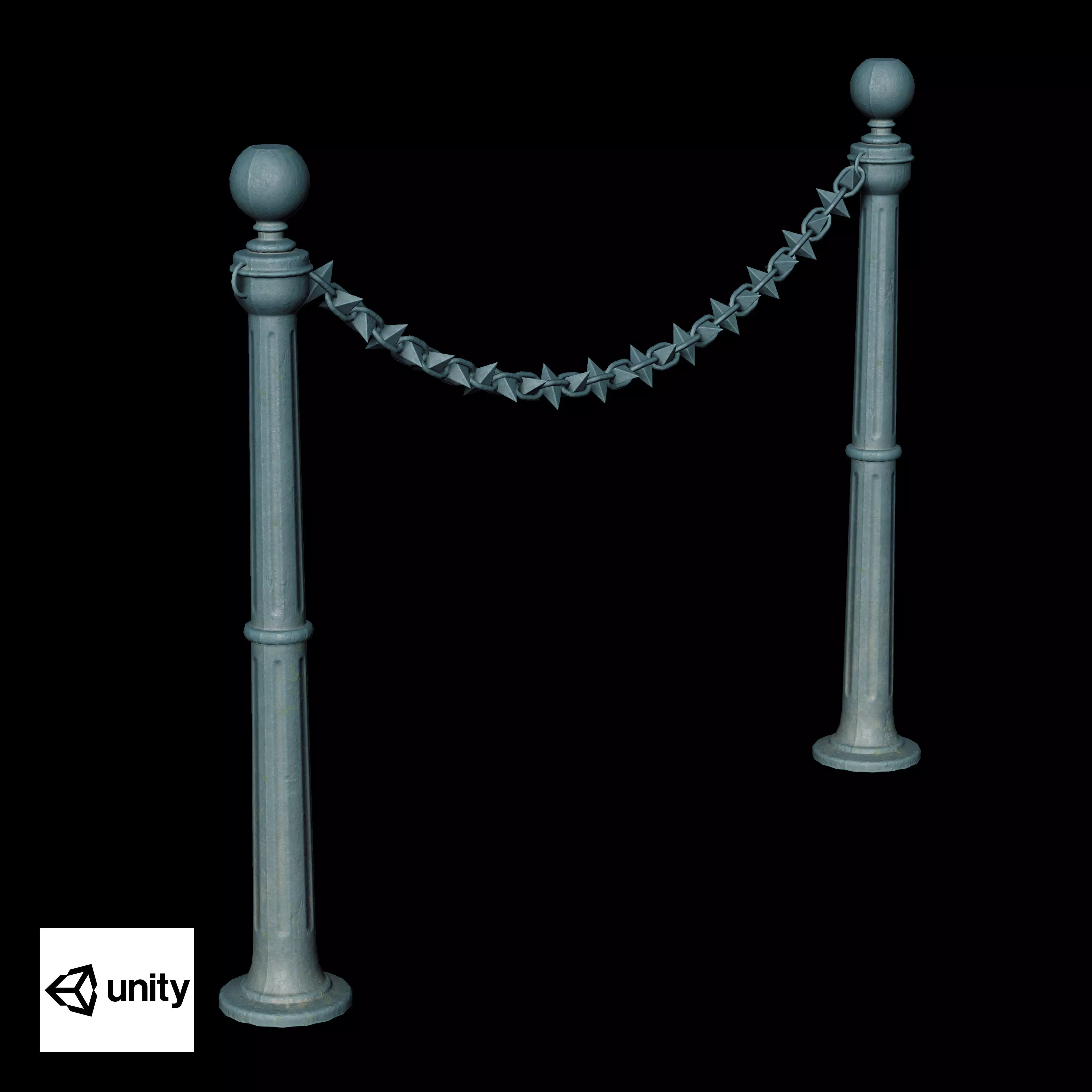 Chain Barrier A Low-poly 3D model_14