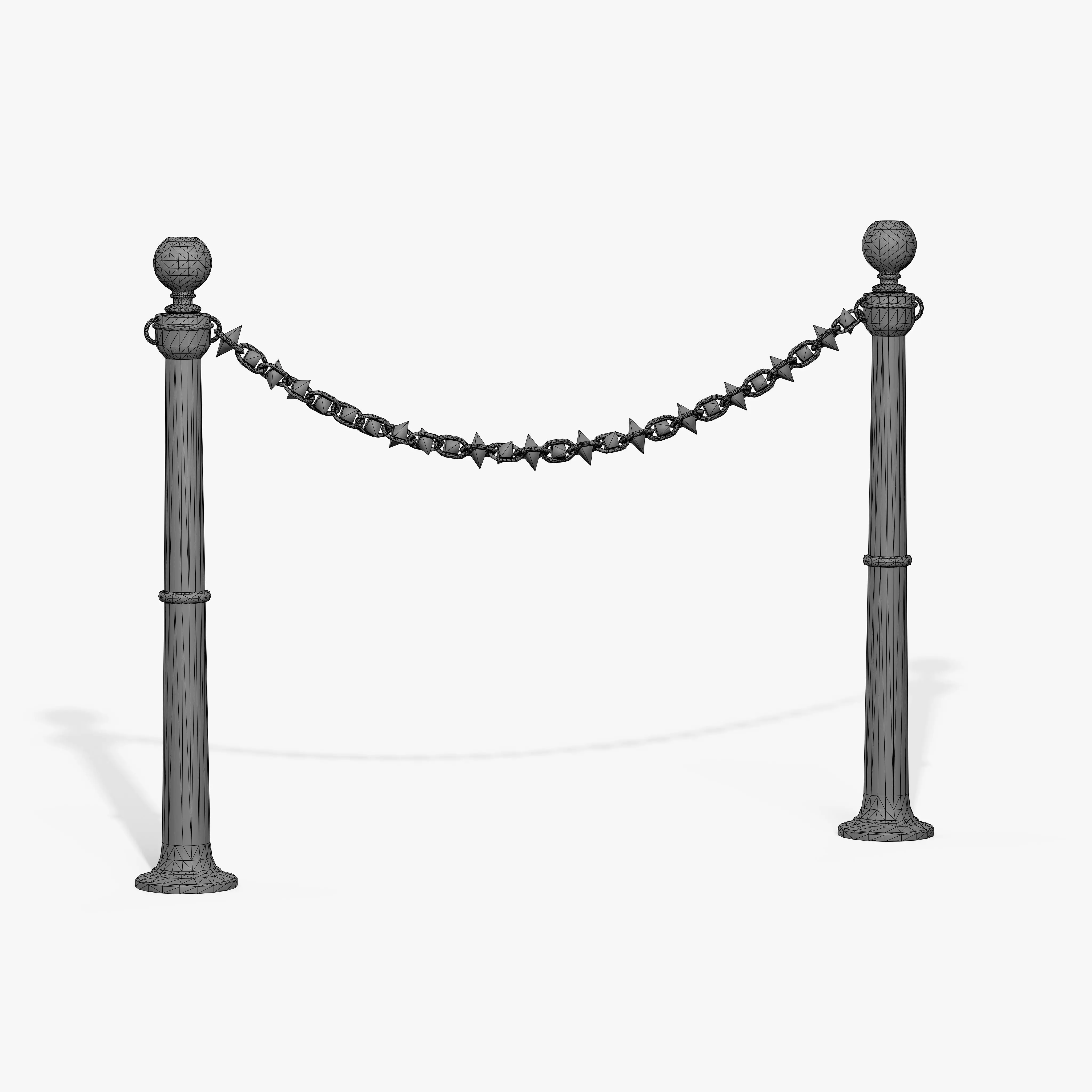 Chain Barrier A Low-poly 3D model_11