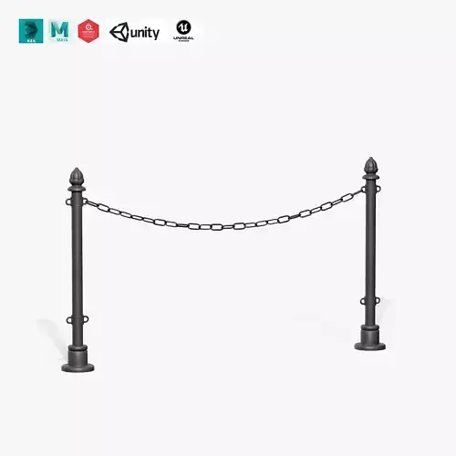 Chain Barrier B Low-poly 3D model Chain Barrier B Low-poly 3D model