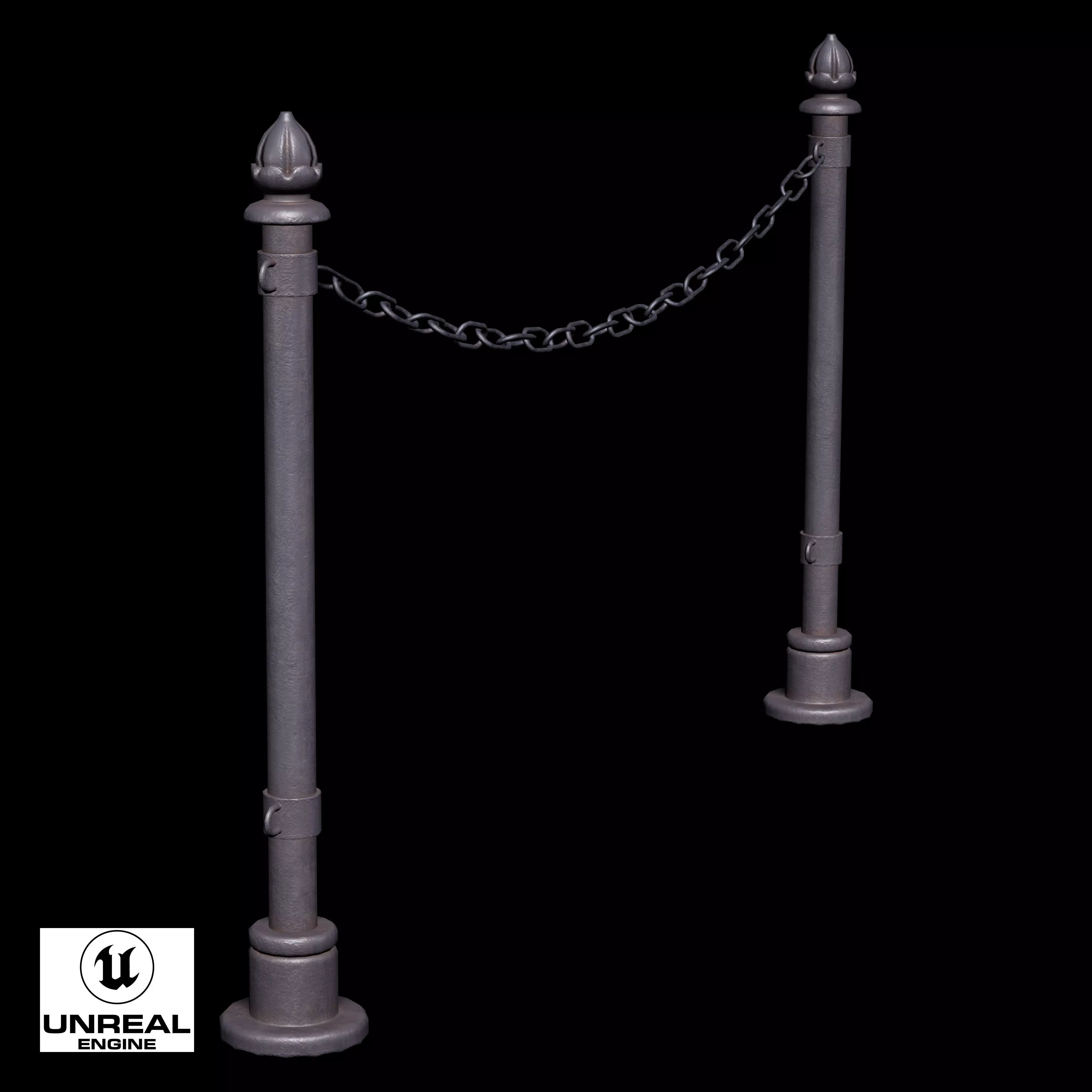 Chain Barrier B Low-poly 3D model_13