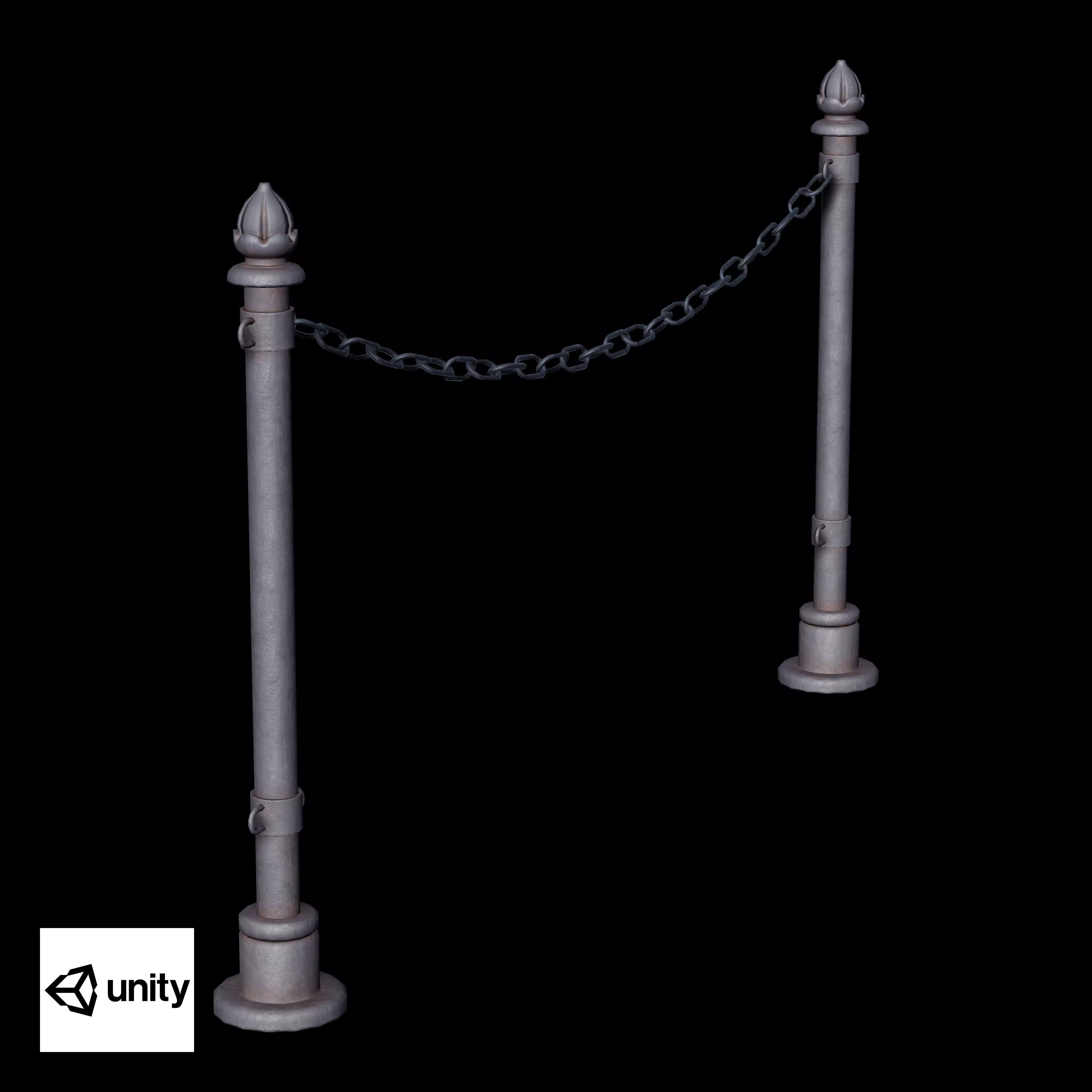 Chain Barrier B Low-poly 3D model_14