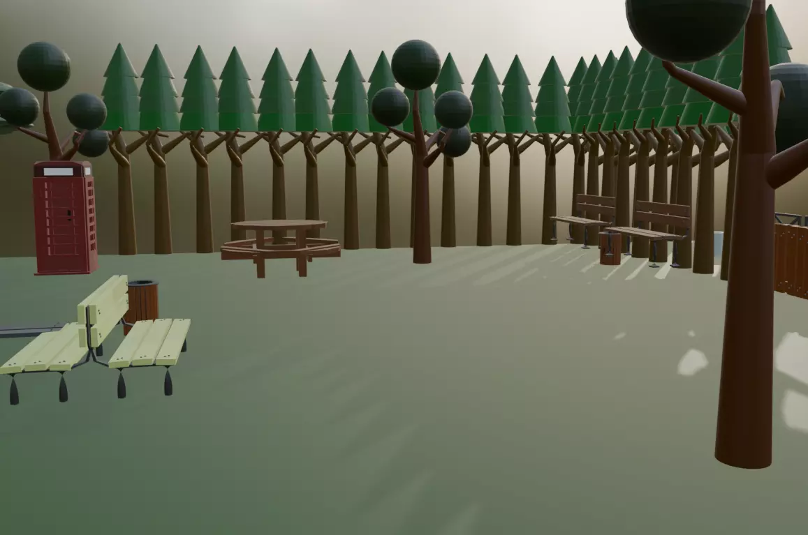 Urban Park Assets  Low Poly 3D Models 3D model_6