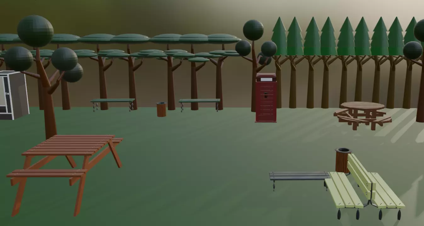 Urban Park Assets  Low Poly 3D Models 3D model_7