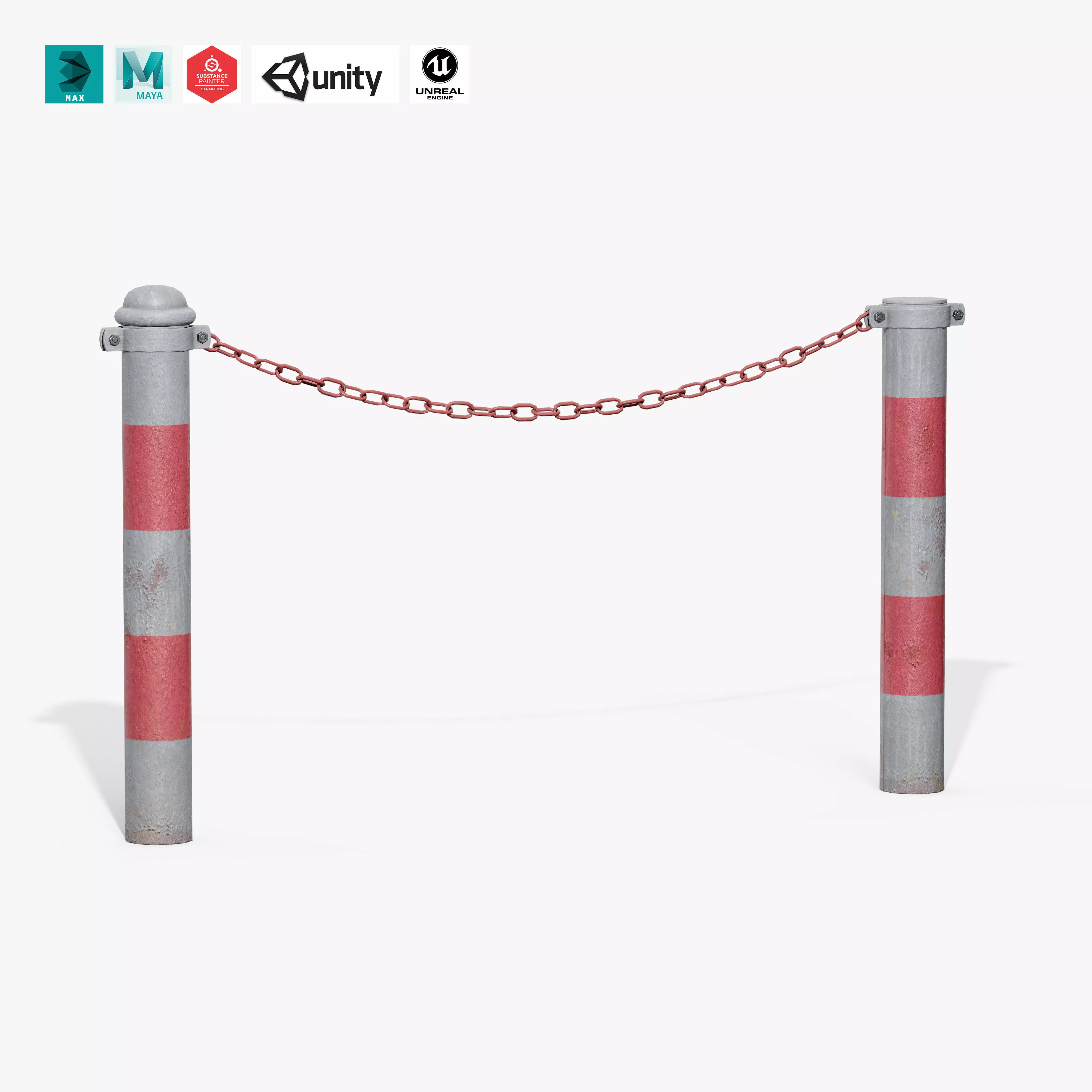 Chain Barrier C Low-poly 3D model_0