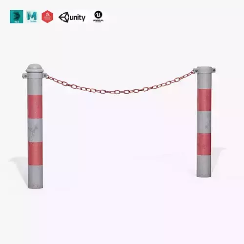 Chain Barrier C Low-poly 3D model Chain Barrier C Low-poly 3D model