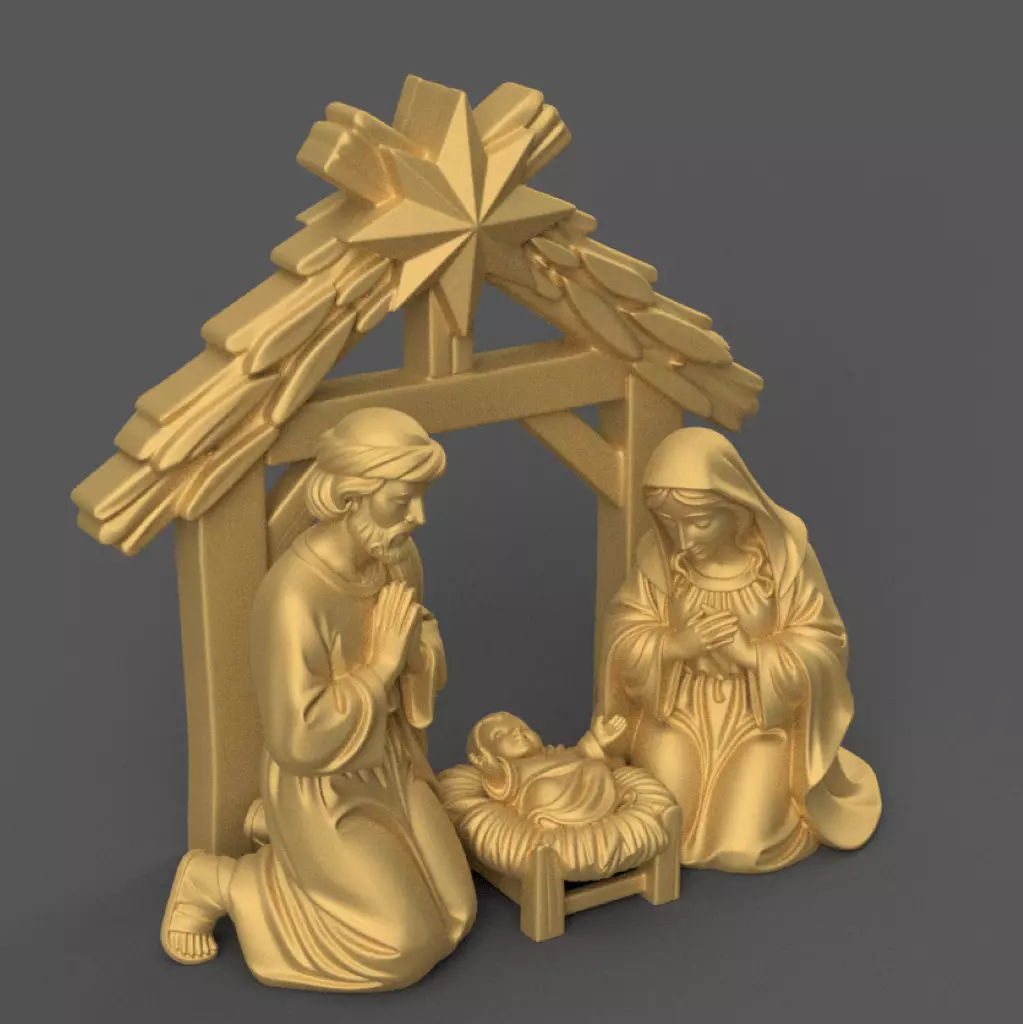 Nativity STL Holy Family 3D Print Set separated files 3D print model_3