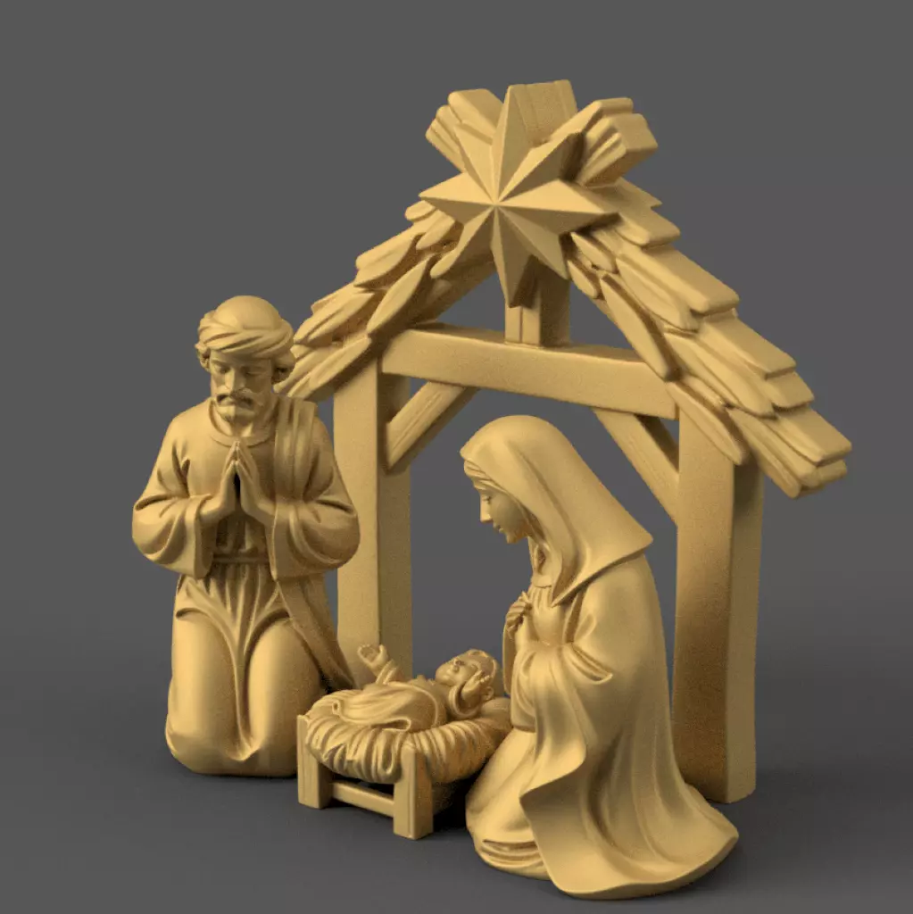 Nativity STL Holy Family 3D Print Set separated files 3D print model_5