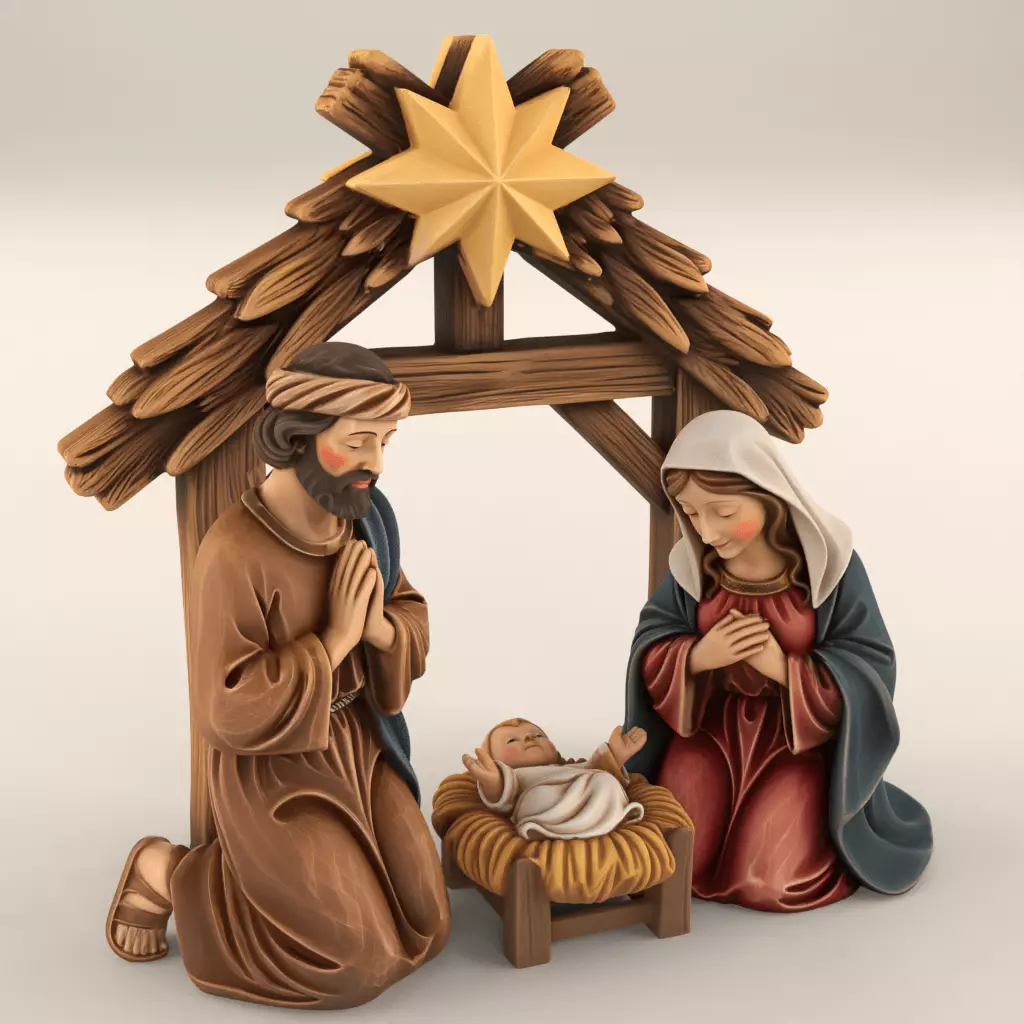 Nativity STL Holy Family 3D Print Set separated files 3D print model_2