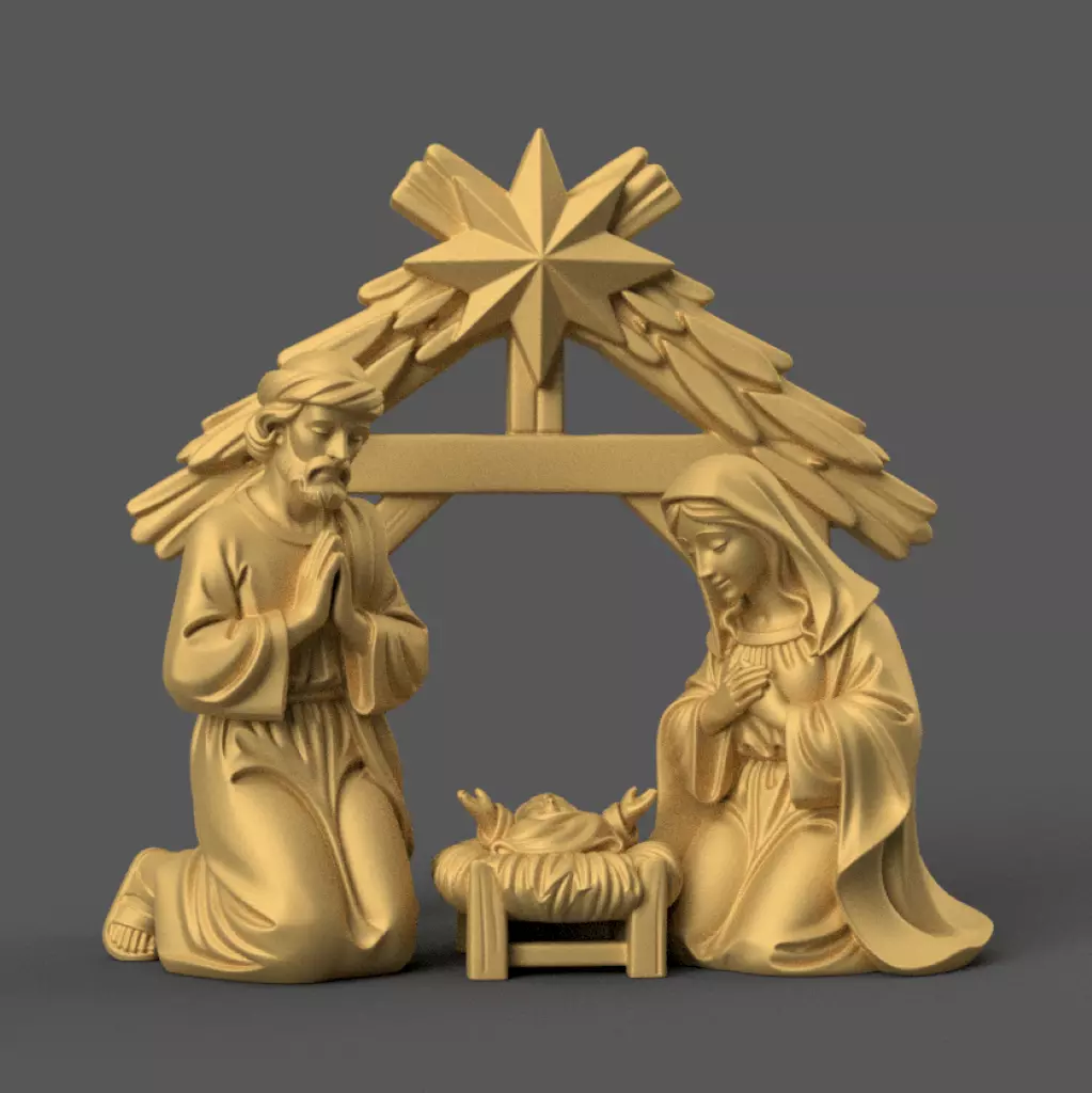 Nativity STL Holy Family 3D Print Set separated files 3D print model_4