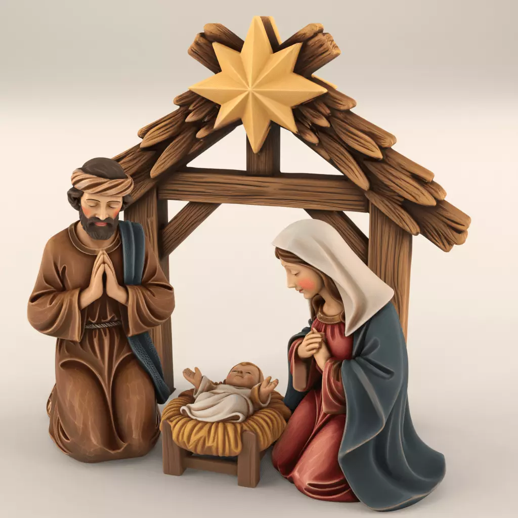 Nativity STL Holy Family 3D Print Set separated files 3D print model_1