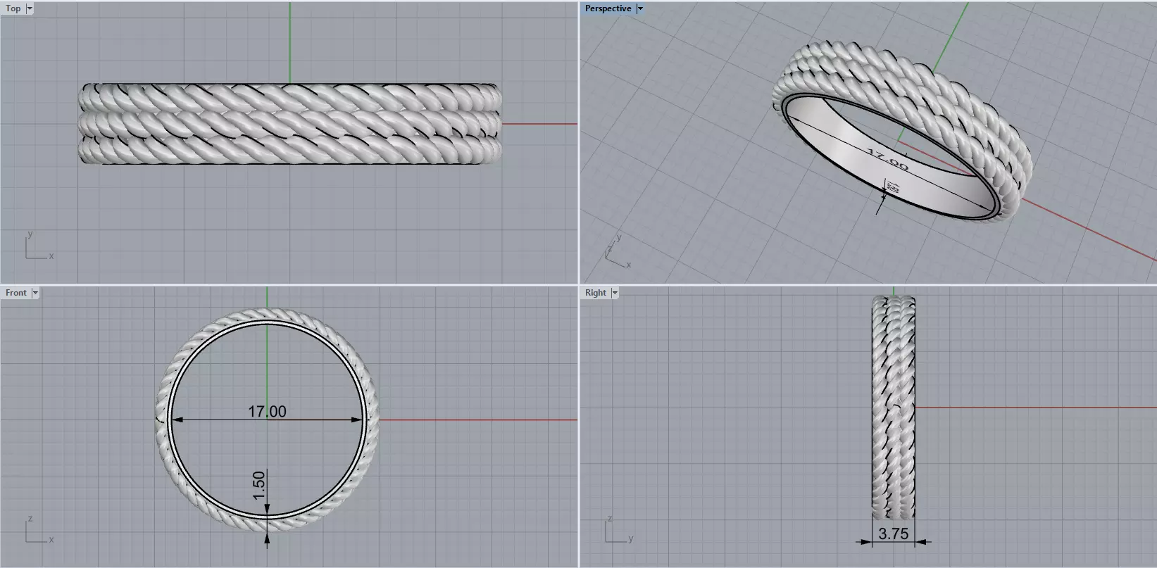 Rope ring model 1413 3D print model_3