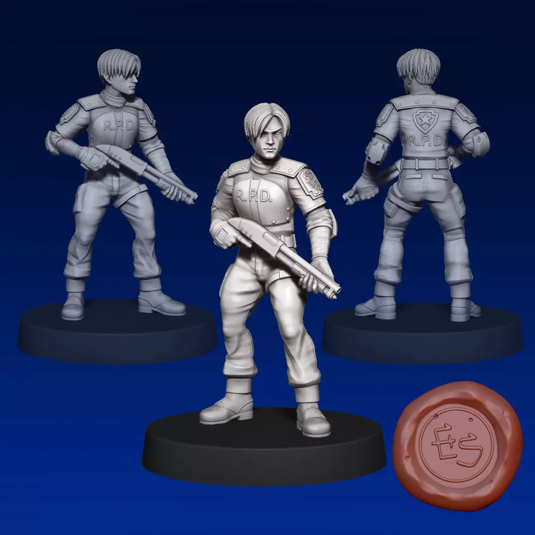 Leon Kennedy - Resident Evil 2 - 32mm Miniature 3D print model_0