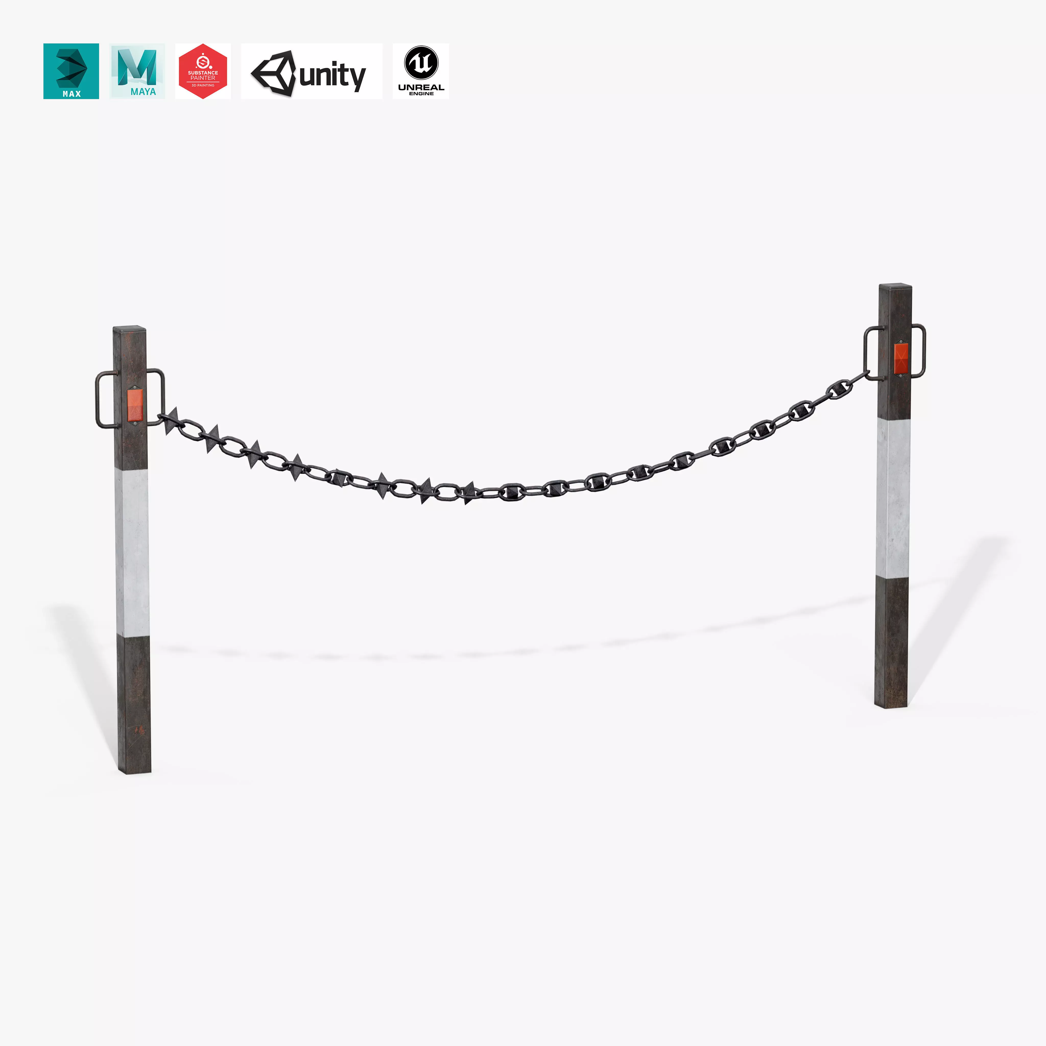Chain Barrier D Low-poly 3D model_0