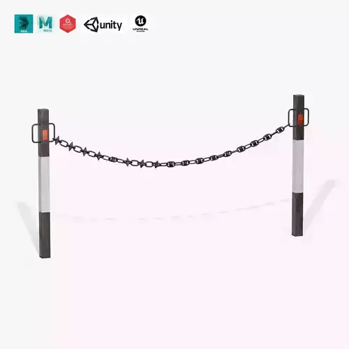 Chain Barrier D Low-poly 3D model