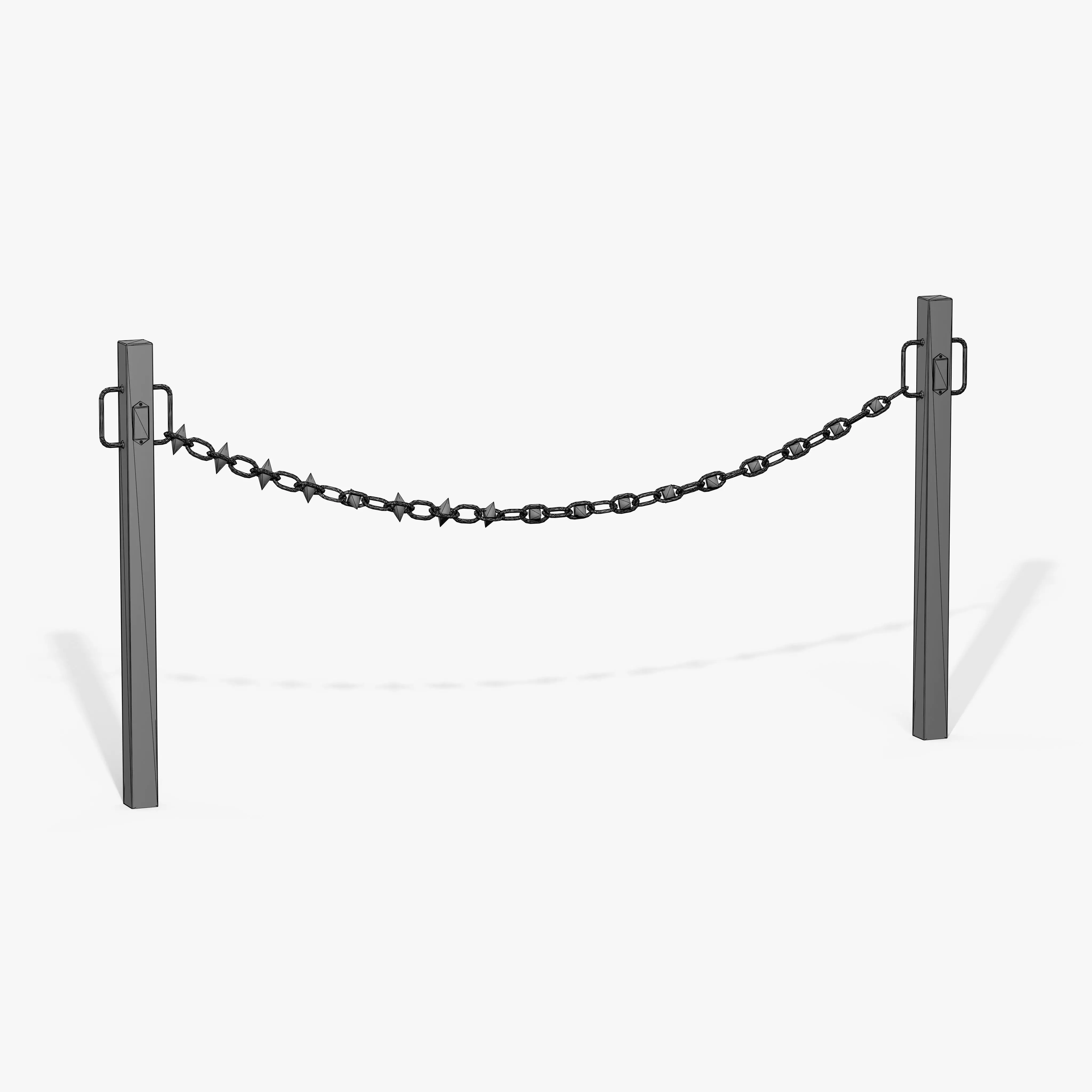Chain Barrier D Low-poly 3D model_11