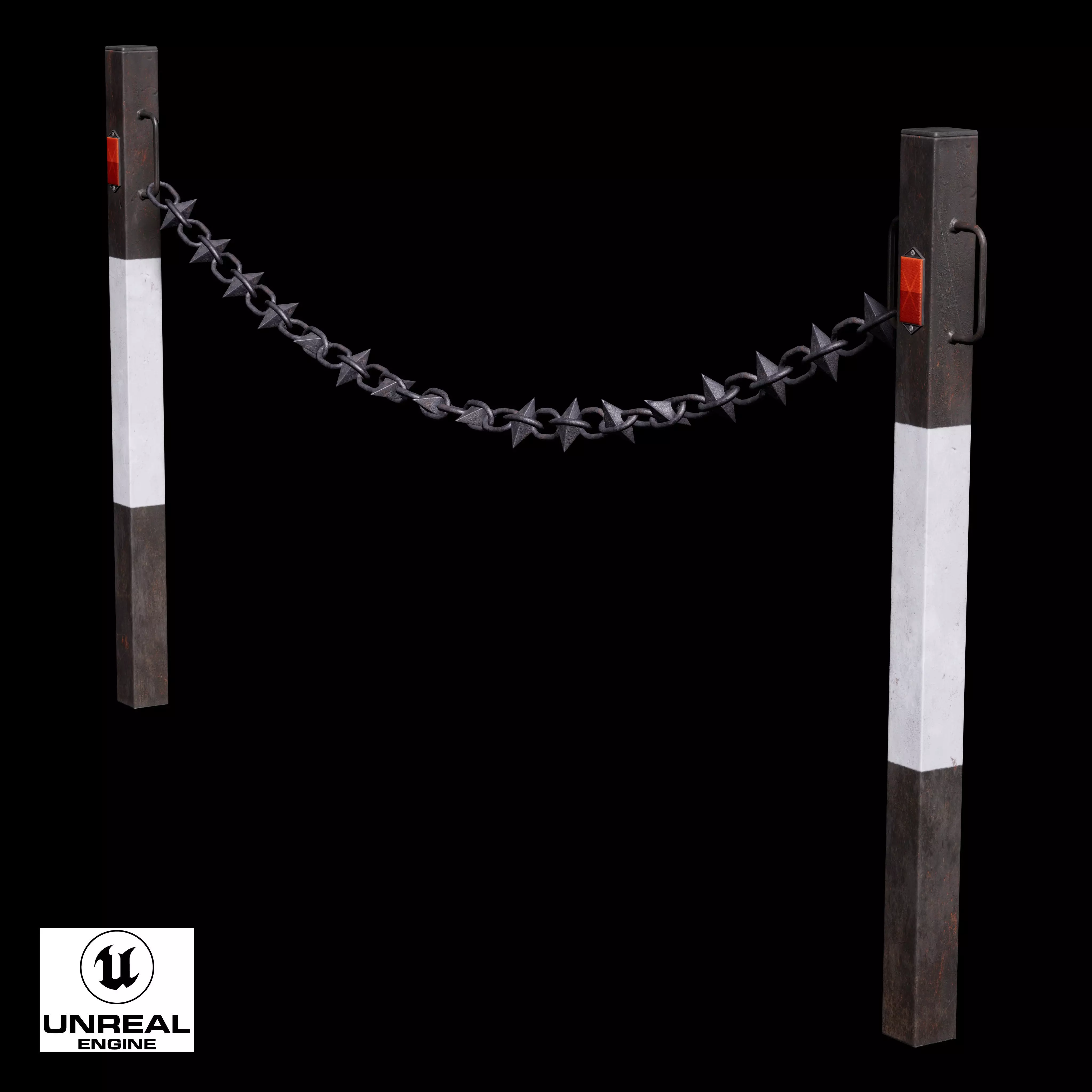 Chain Barrier D Low-poly 3D model_13