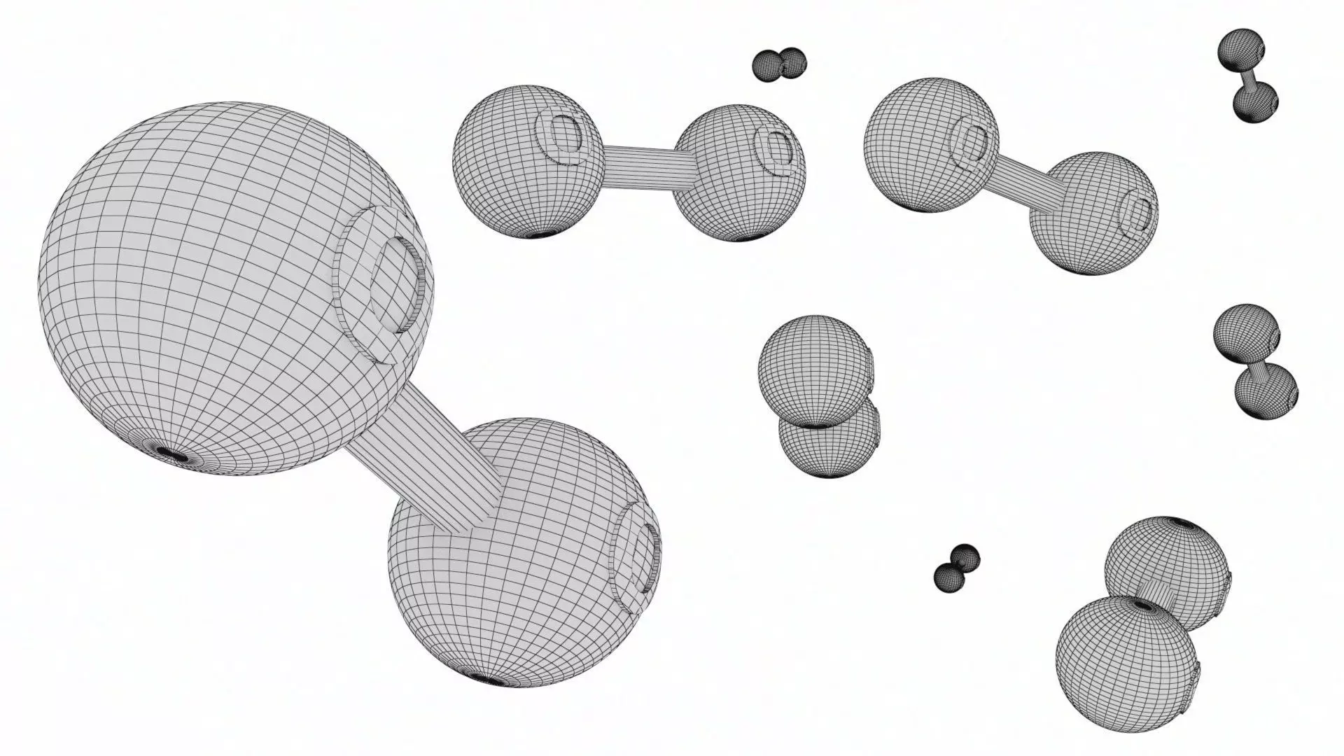 O2 Oxygen Molecule Low-poly 3D model_14