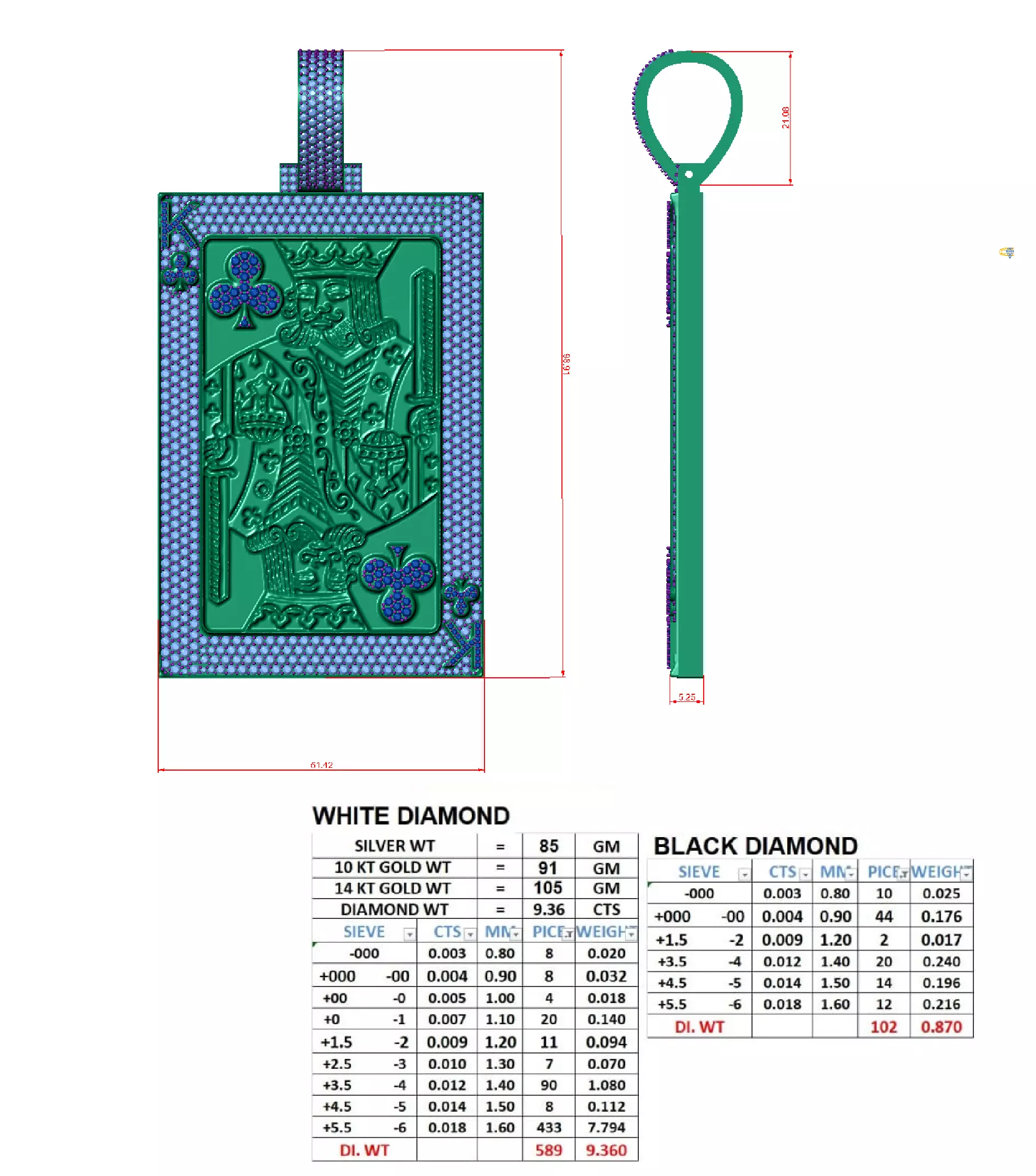 king card pendant 3D print model 3D print model_7