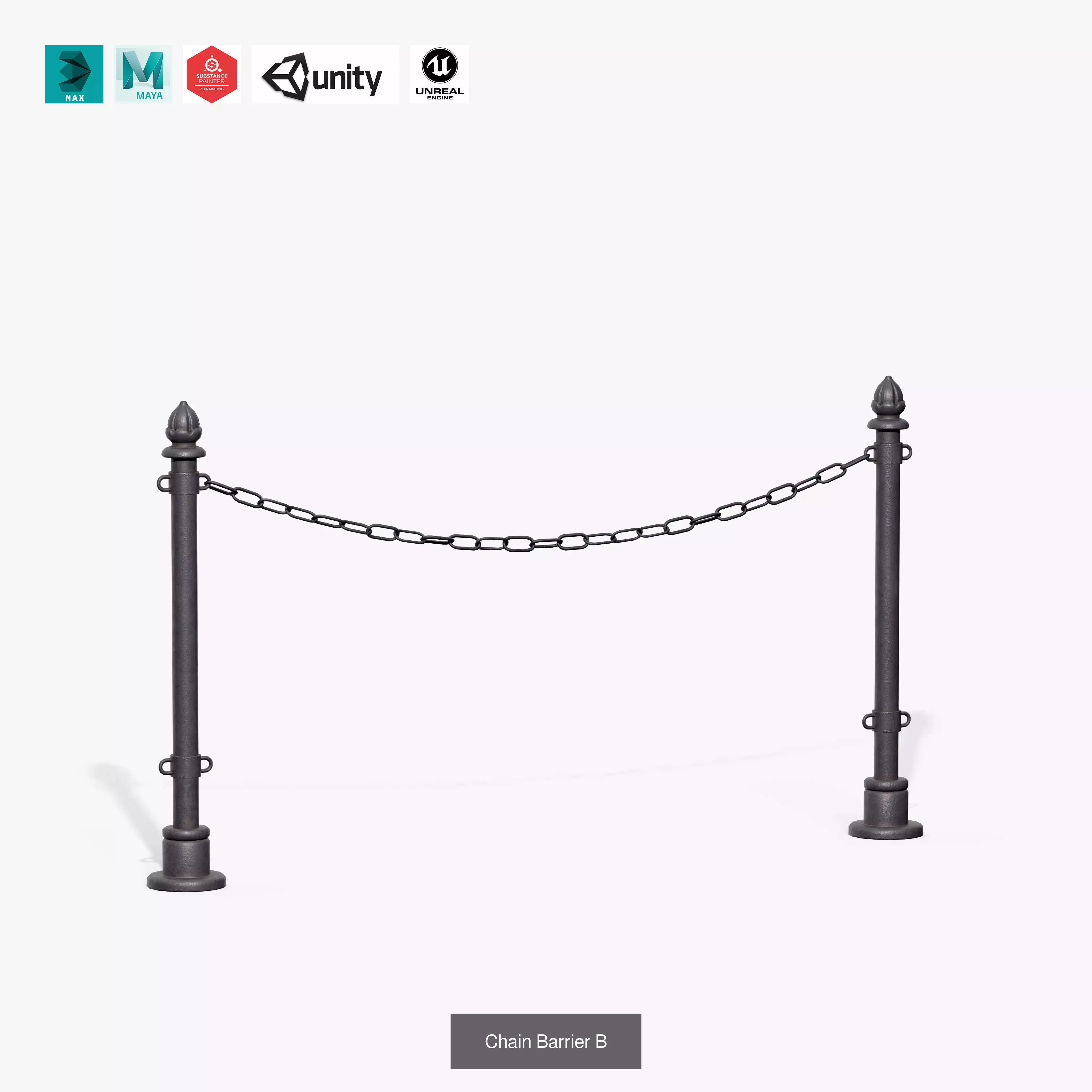 Chain Barrier 3D Model Collection_6