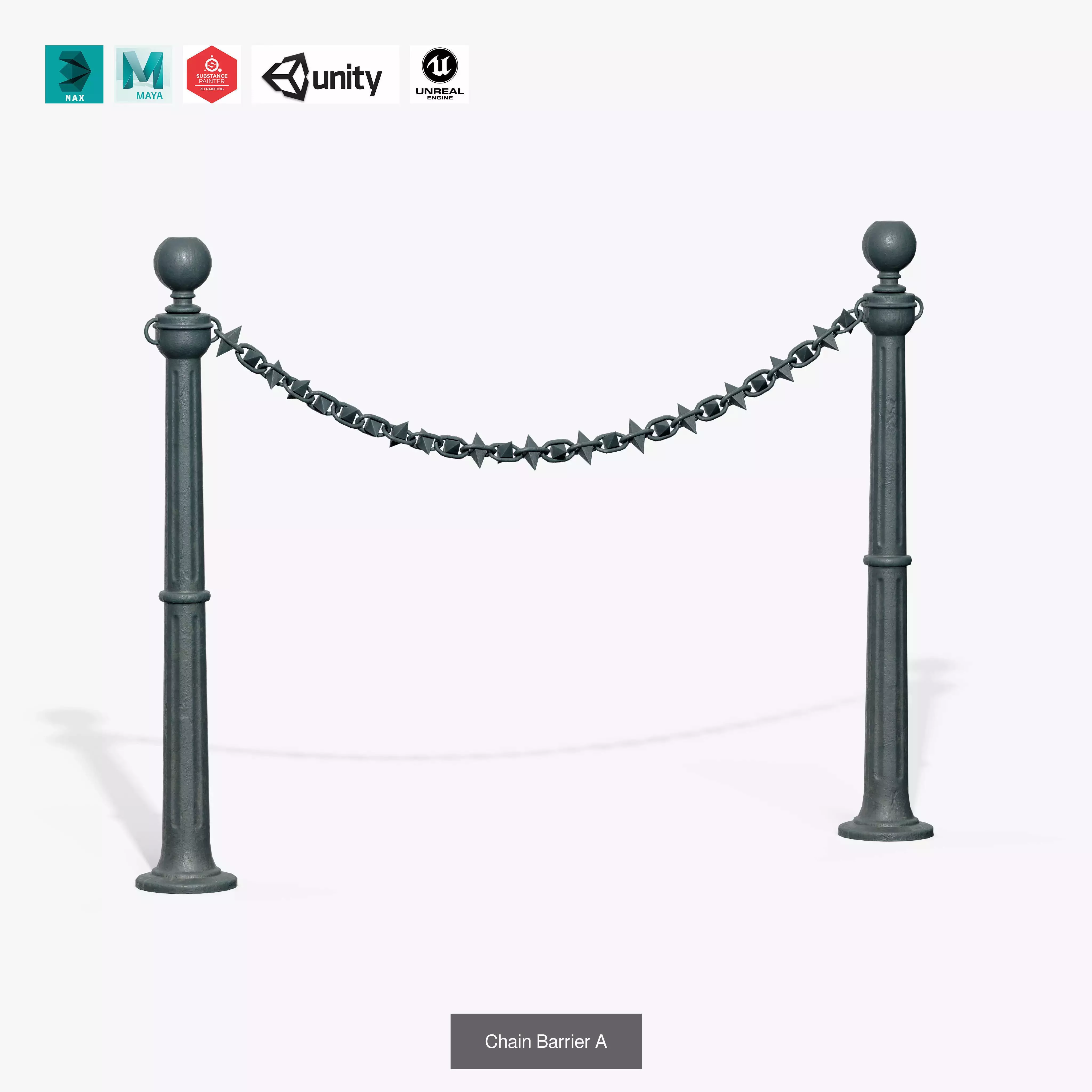 Chain Barrier 3D Model Collection_5