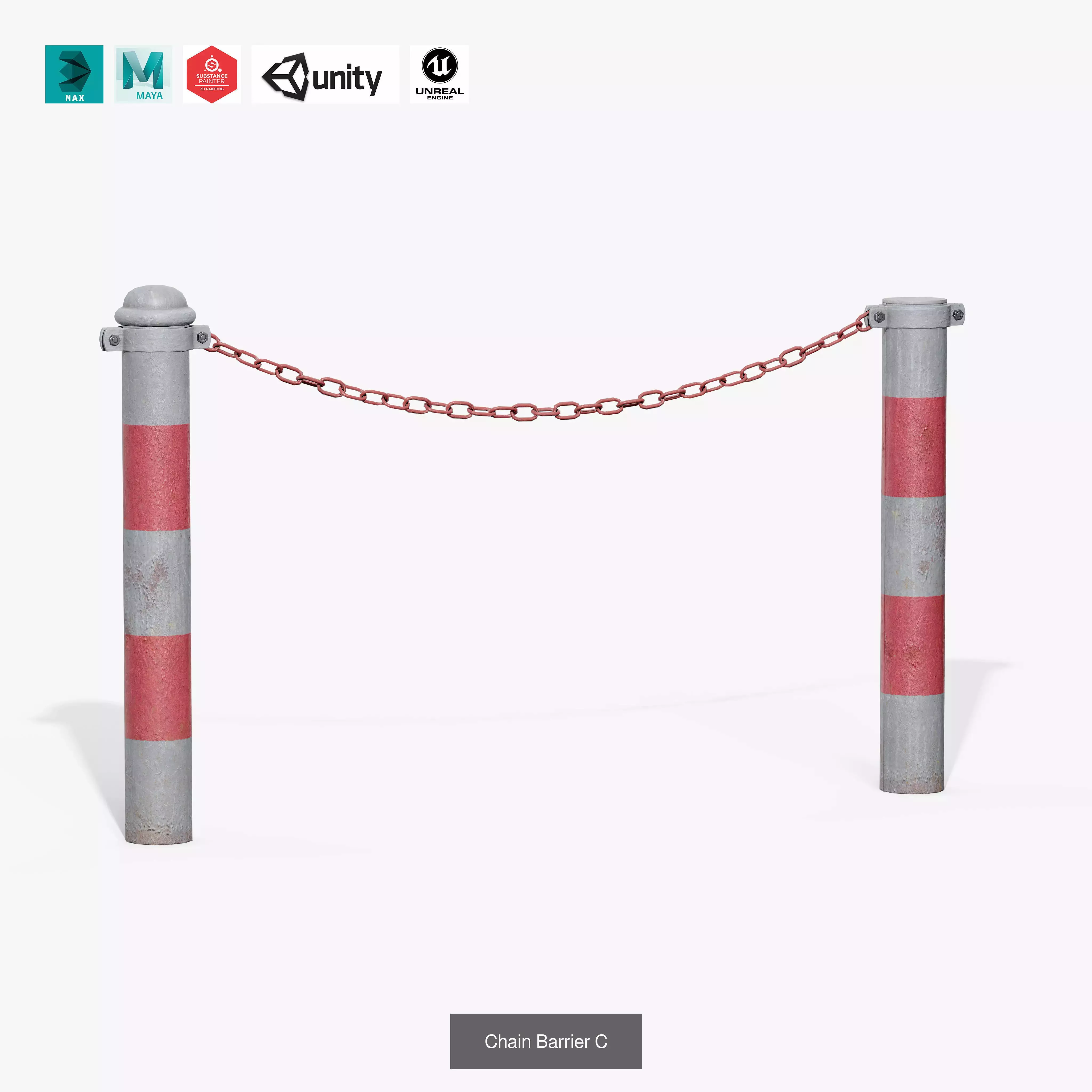 Chain Barrier 3D Model Collection_7