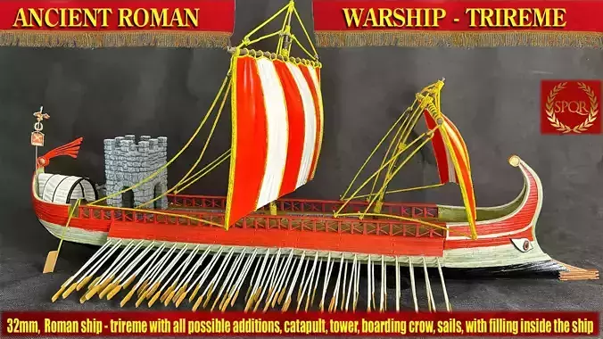 Ancient warship triremis 3D print model